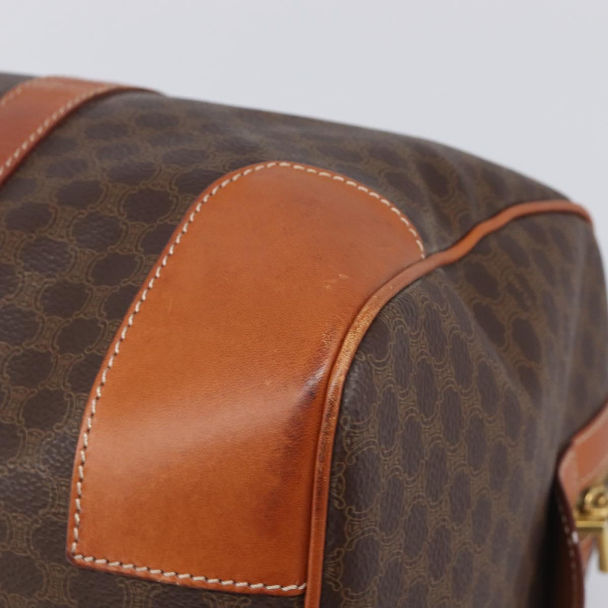 CELINE Macadam Boston Bag PVC Leather Brown Gold Tone Auth 196408A