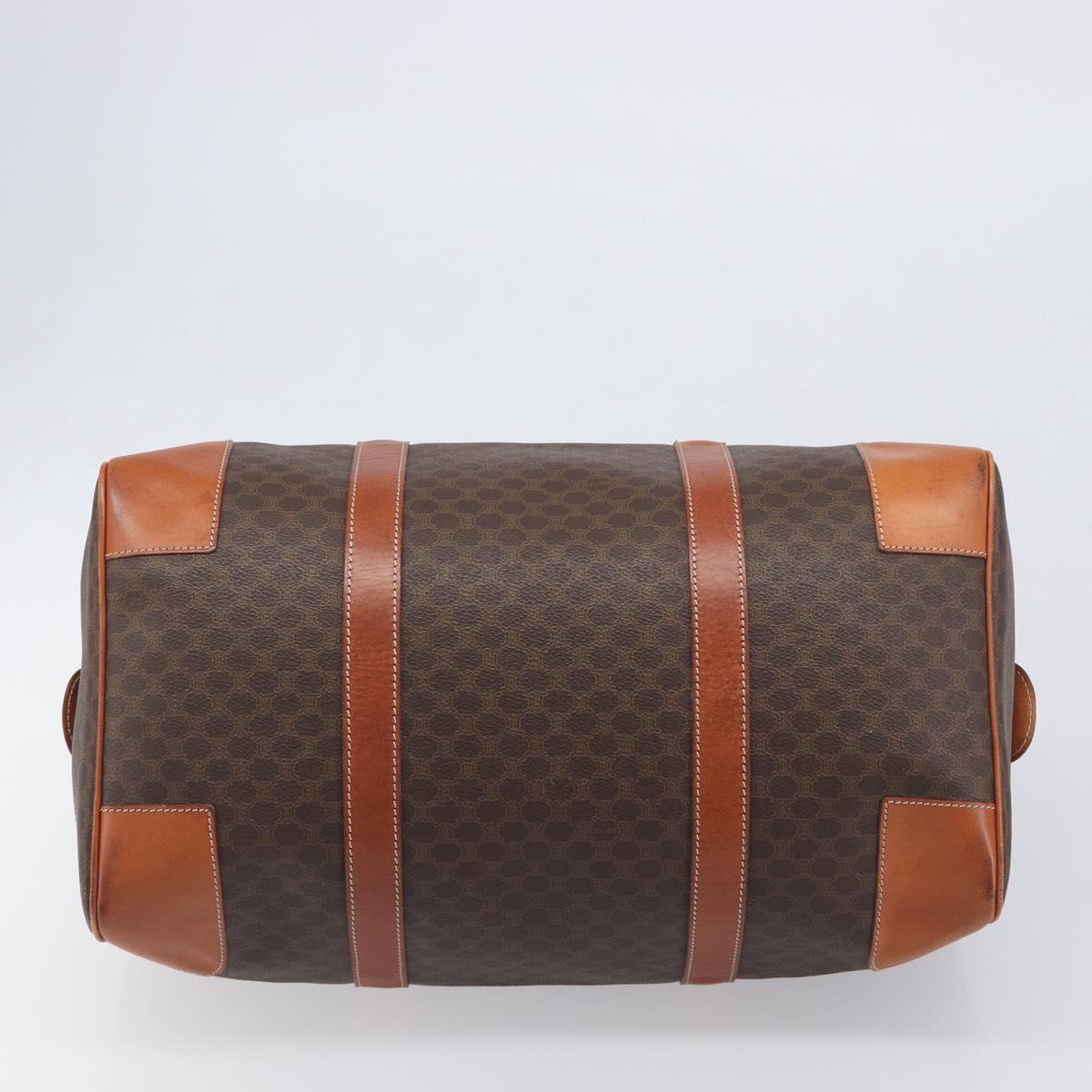 CELINE Macadam Boston Bag PVC Leather Brown Gold Tone Auth 196408A