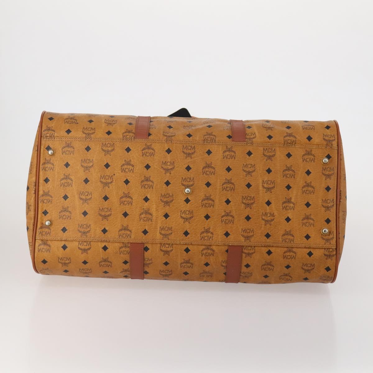 MCM Logogram Vicetos Boston Bag PVC Leather 2way Brown Gold Auth 196410