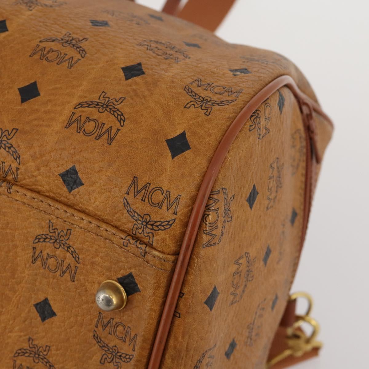 MCM Logogram Vicetos Boston Bag PVC Leather 2way Brown Gold Auth 196410