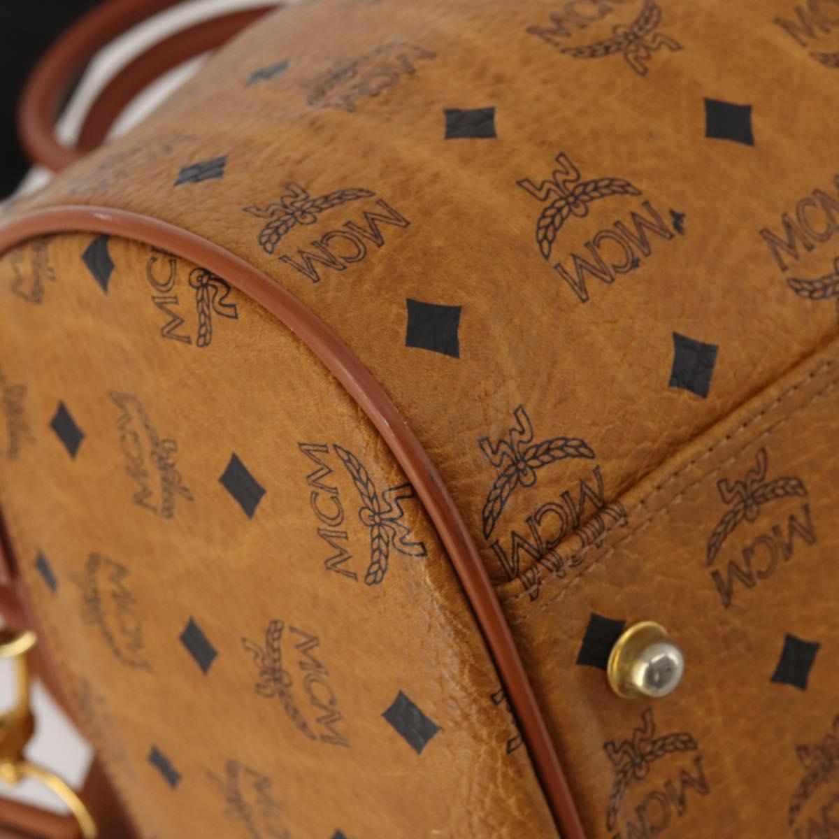 MCM Logogram Vicetos Boston Bag PVC Leather 2way Brown Gold Auth 196410