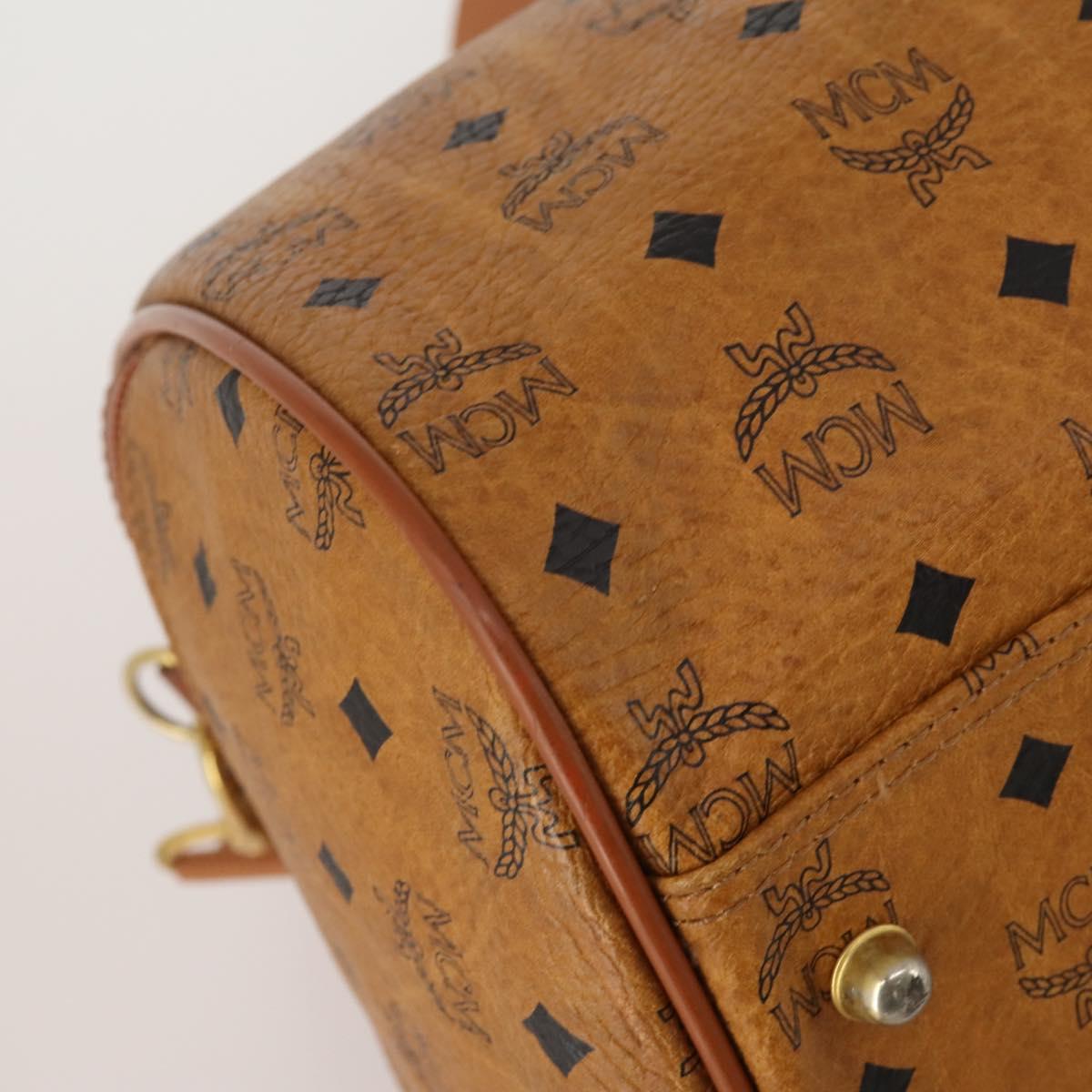 MCM Logogram Vicetos Boston Bag PVC Leather 2way Brown Gold Auth 196410