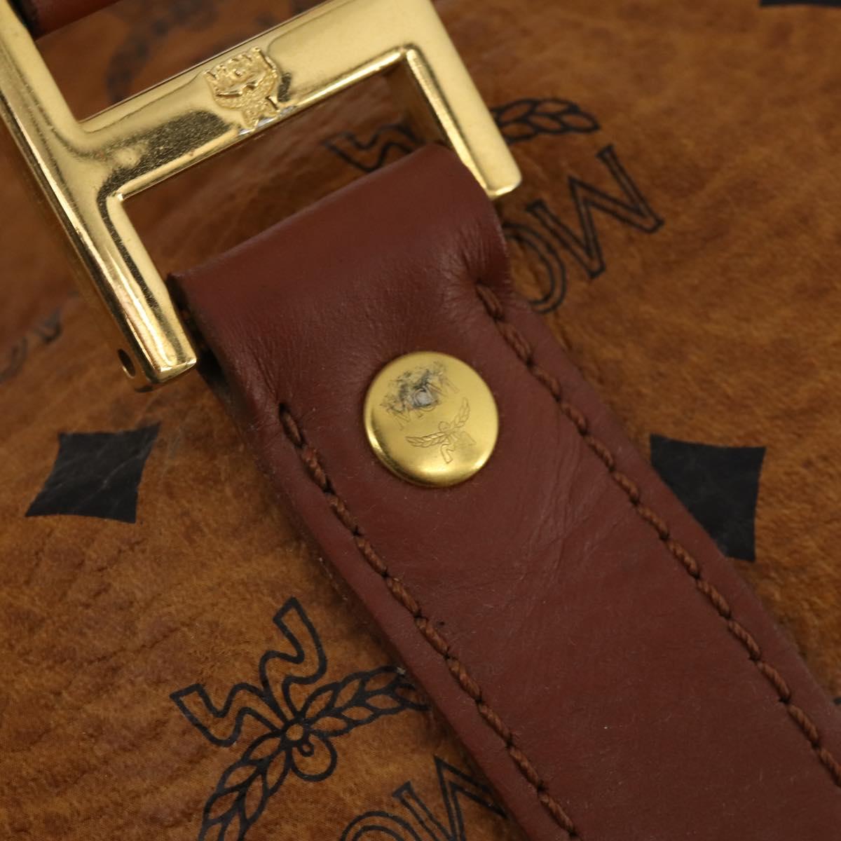 MCM Logogram Vicetos Boston Bag PVC Leather 2way Brown Gold Auth 196410