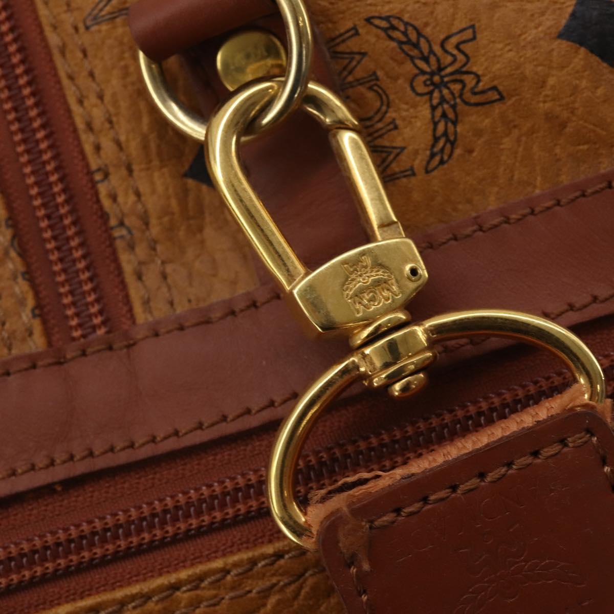 MCM Logogram Vicetos Boston Bag PVC Leather 2way Brown Gold Auth 196410