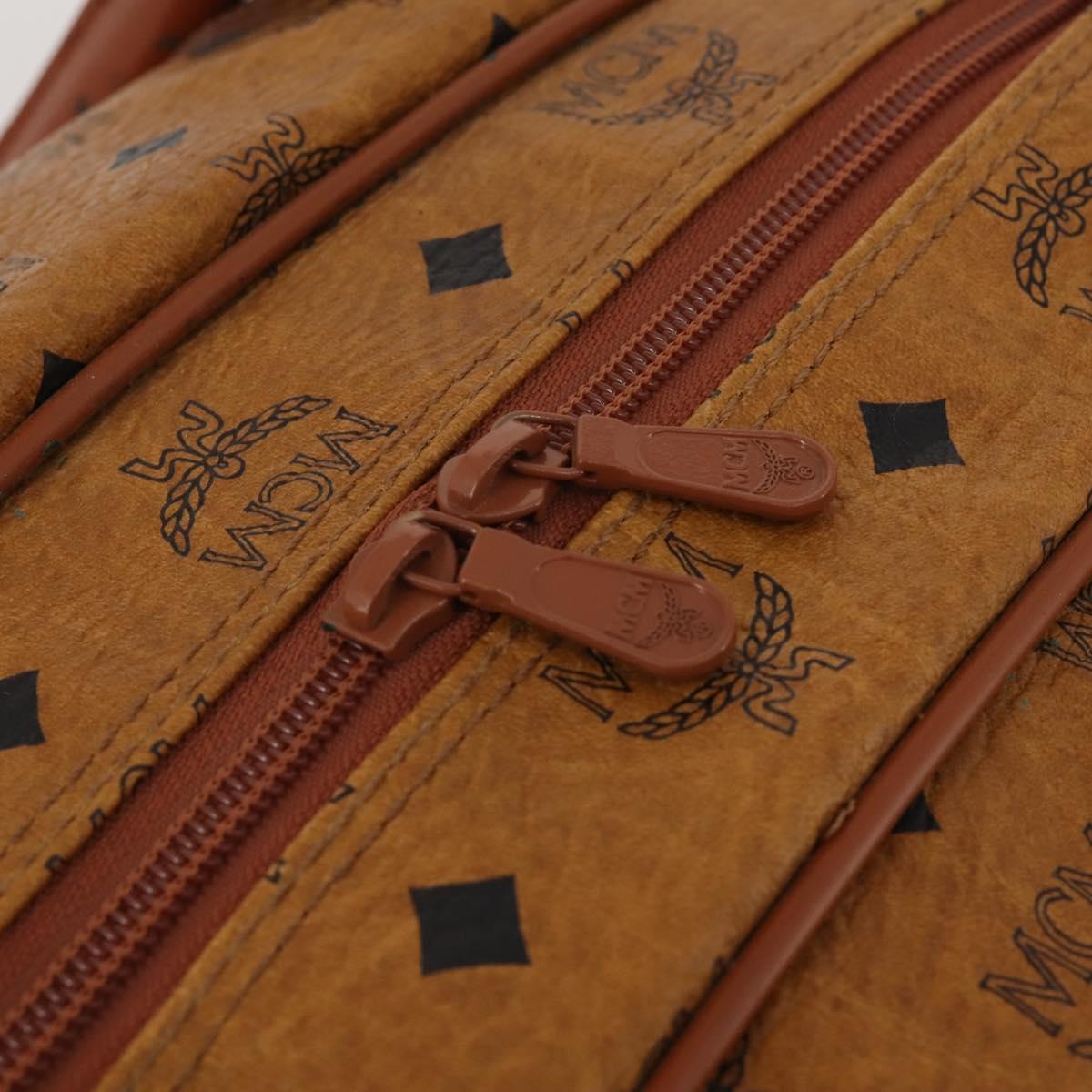 MCM Logogram Vicetos Boston Bag PVC Leather 2way Brown Gold Auth 196410
