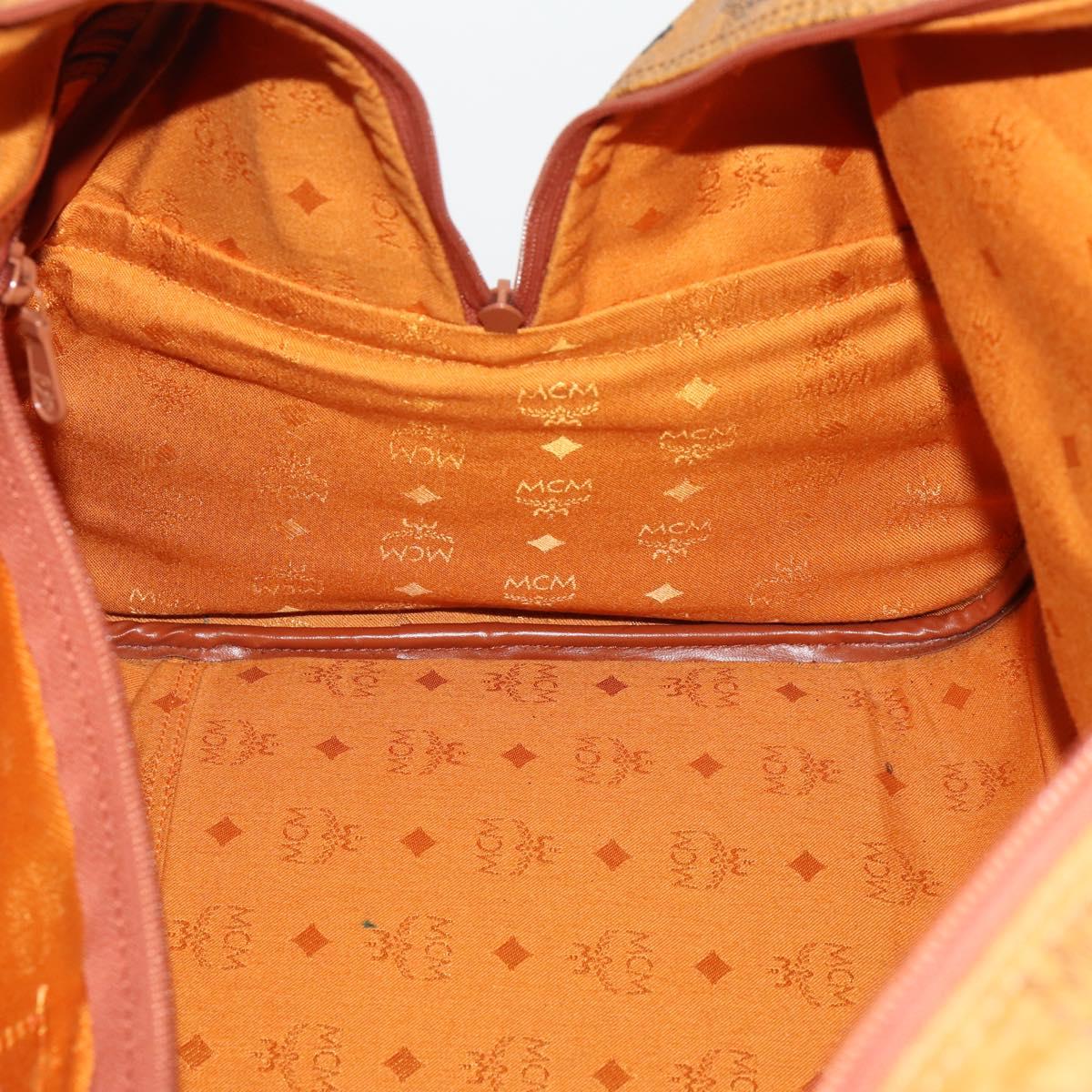 MCM Logogram Vicetos Boston Bag PVC Leather 2way Brown Gold Auth 196410