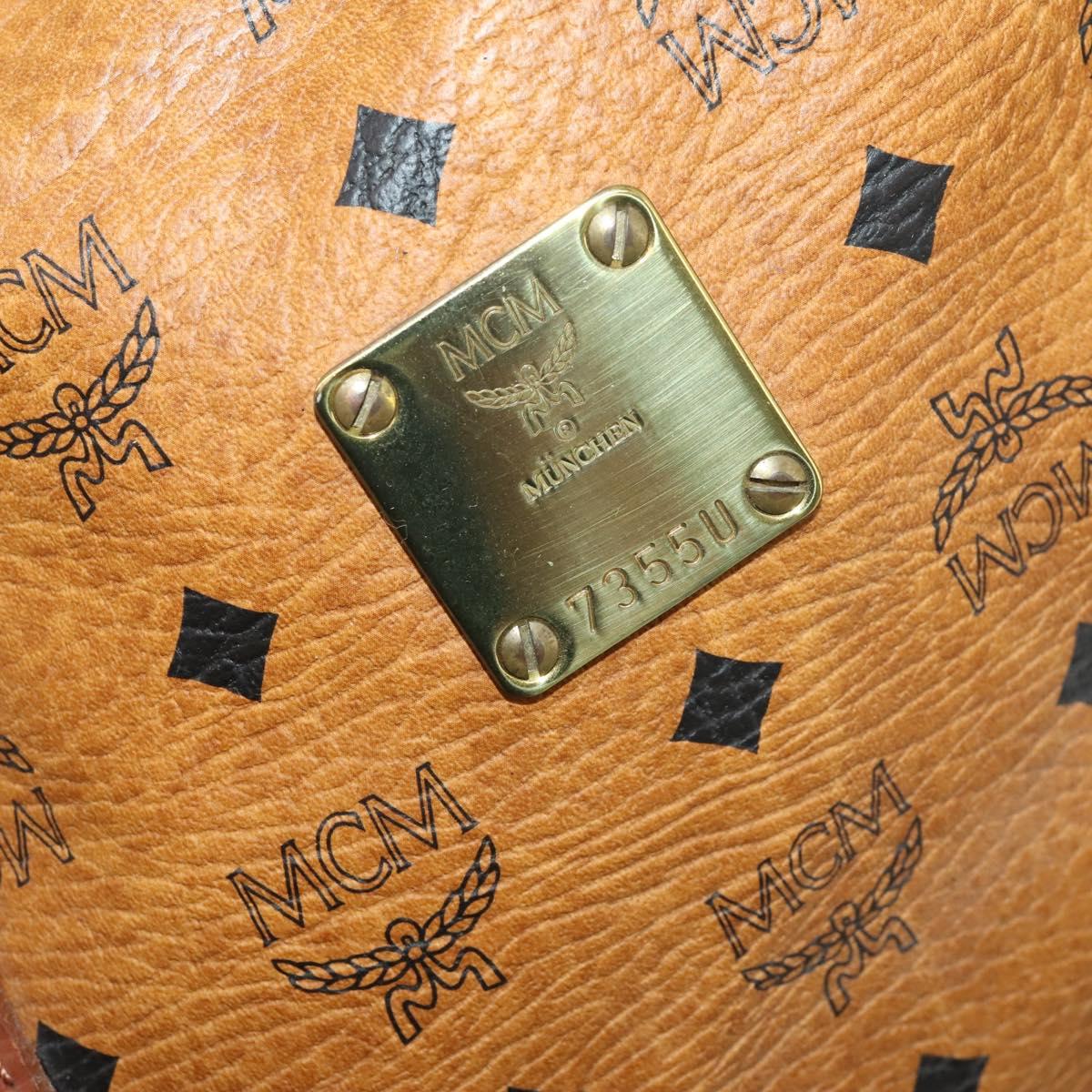 MCM Logogram Vicetos Boston Bag PVC Leather 2way Brown Gold Auth 196410