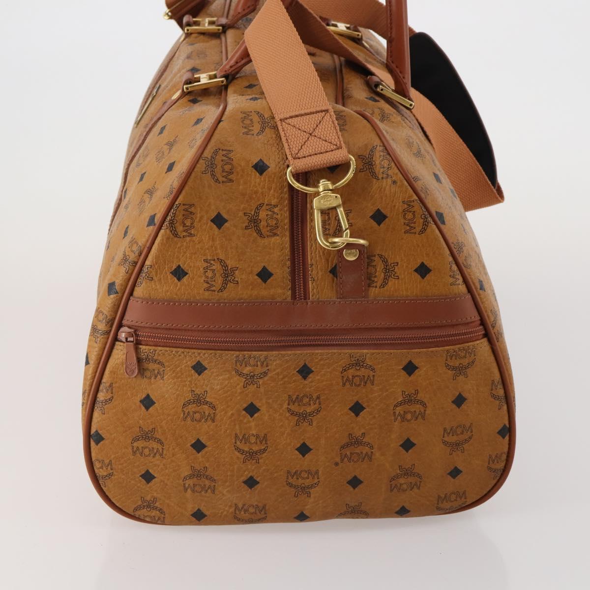 MCM Logogram Vicetos Boston Bag PVC Leather 2way Brown Gold Auth 196410