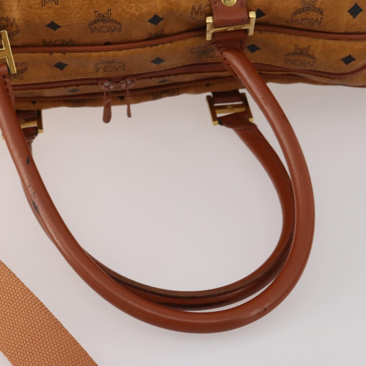 MCM Logogram Vicetos Boston Bag PVC Leather 2way Brown Gold Auth 196410