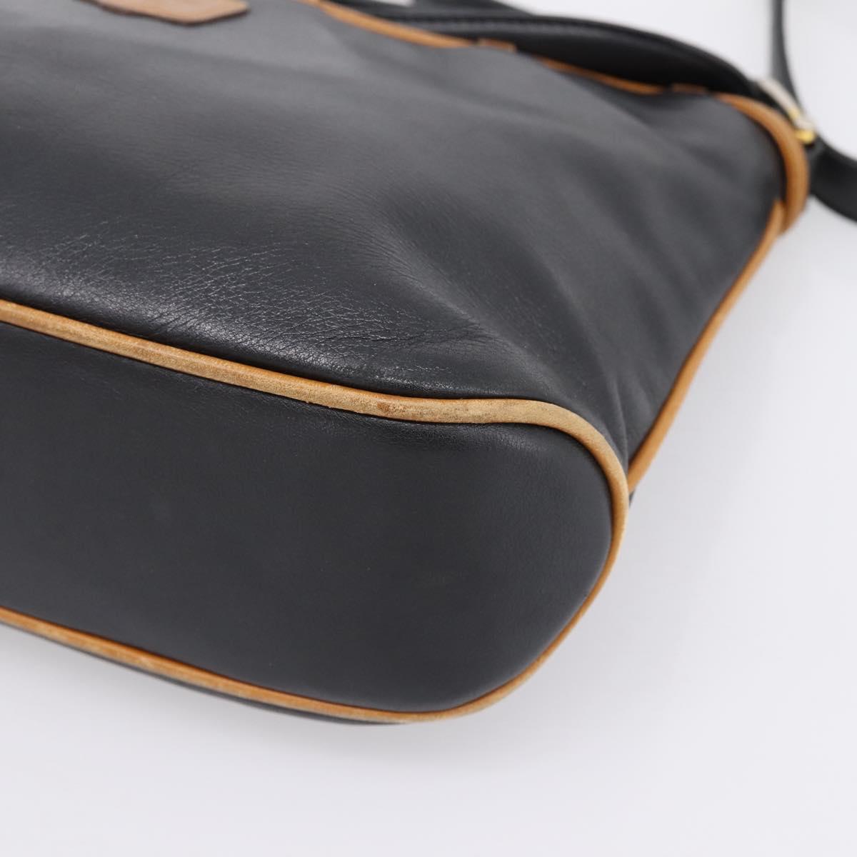 CELINE Shoulder Bag Leather Black Gold Tone Auth 196412