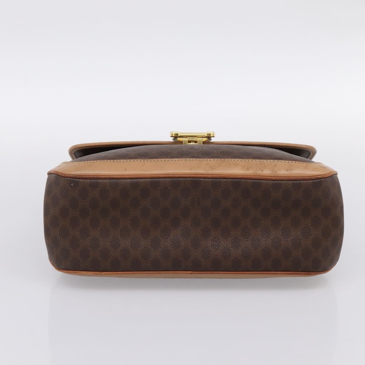 CELINE Macadam Hand Bag PVC Leather Brown Gold Tone Auth 196416