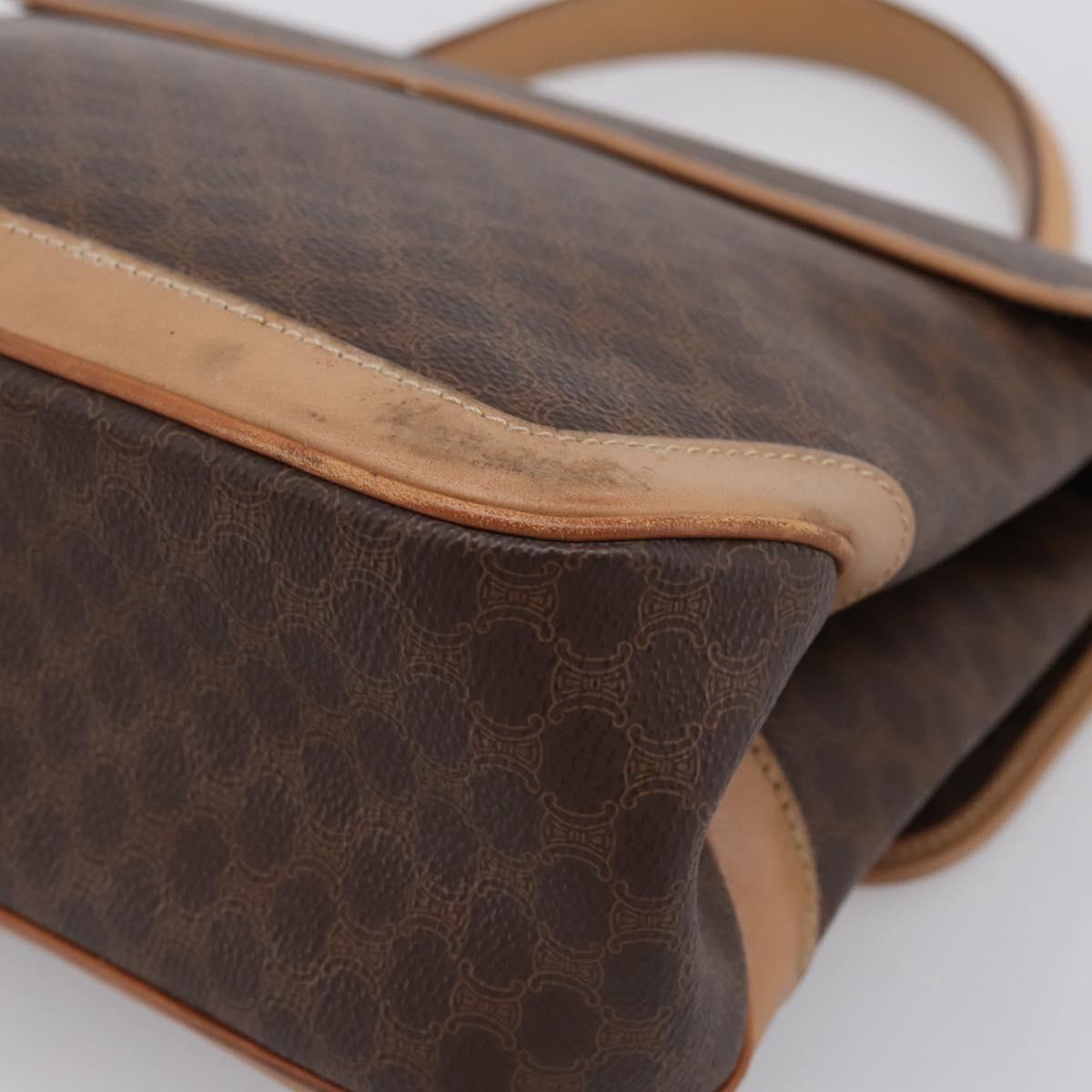 CELINE Macadam Hand Bag PVC Leather Brown Gold Tone Auth 196416