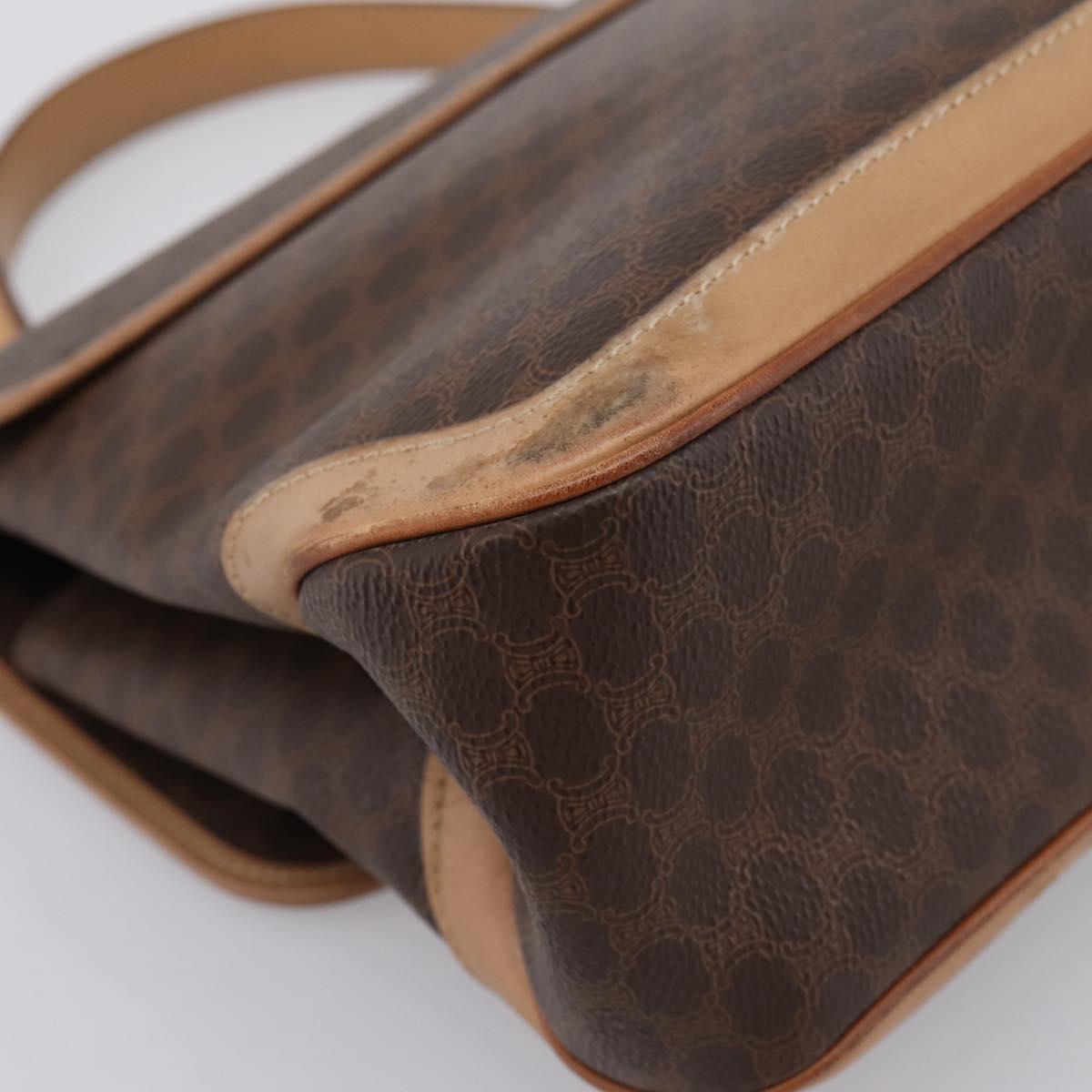 CELINE Macadam Hand Bag PVC Leather Brown Gold Tone Auth 196416