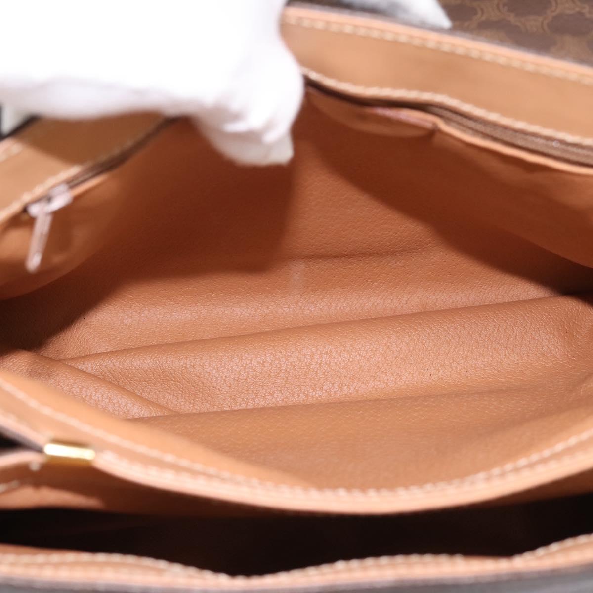 CELINE Macadam Hand Bag PVC Leather Brown Gold Tone Auth 196416