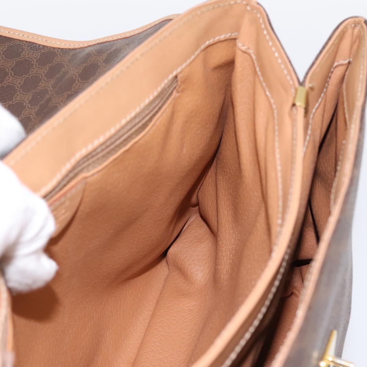 CELINE Macadam Hand Bag PVC Leather Brown Gold Tone Auth 196416