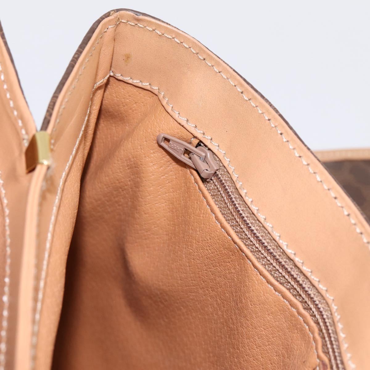 CELINE Macadam Hand Bag PVC Leather Brown Gold Tone Auth 196416