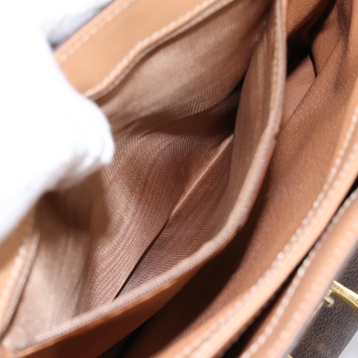 CELINE Macadam Hand Bag PVC Leather Brown Gold Tone Auth 196416