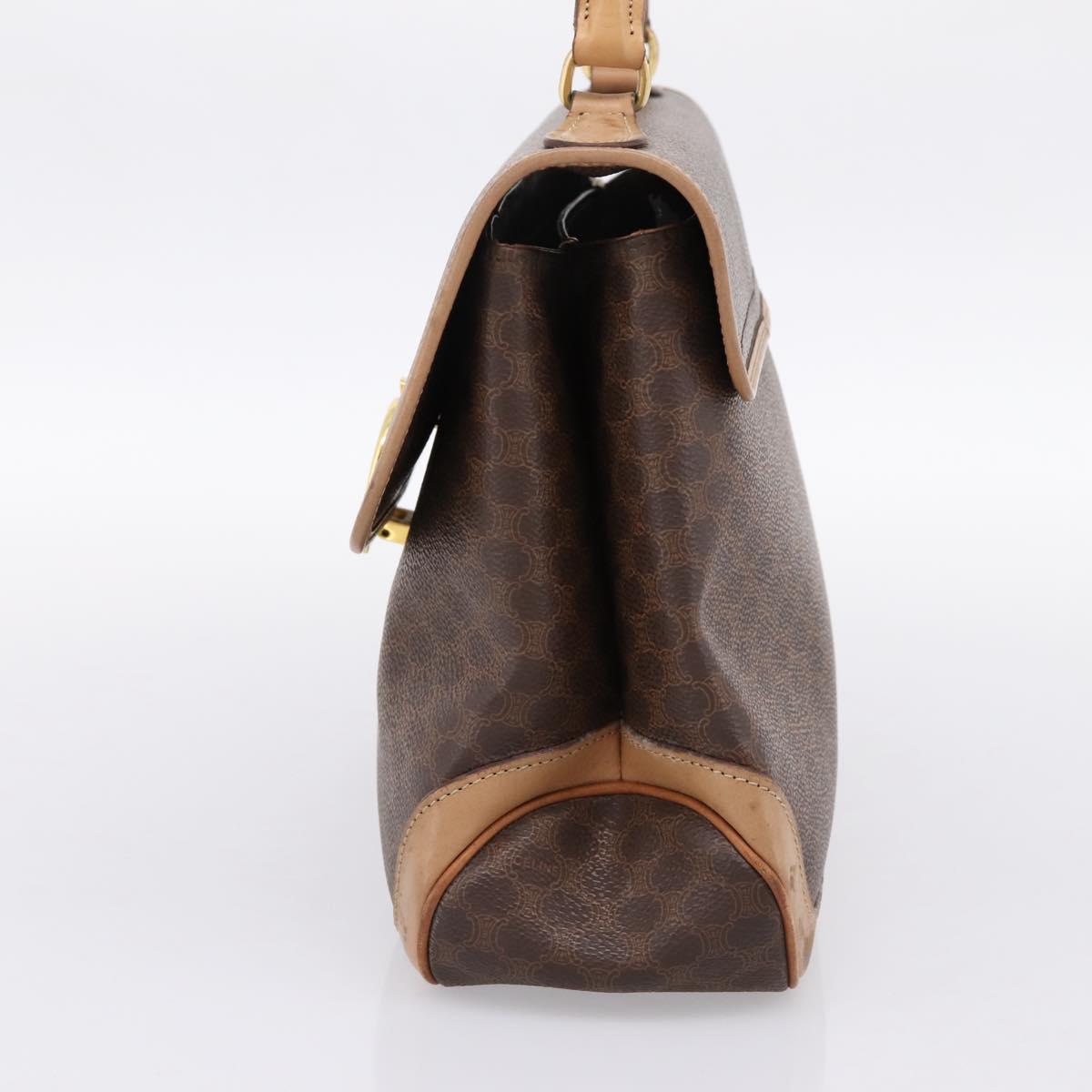 CELINE Macadam Hand Bag PVC Leather Brown Gold Tone Auth 196416