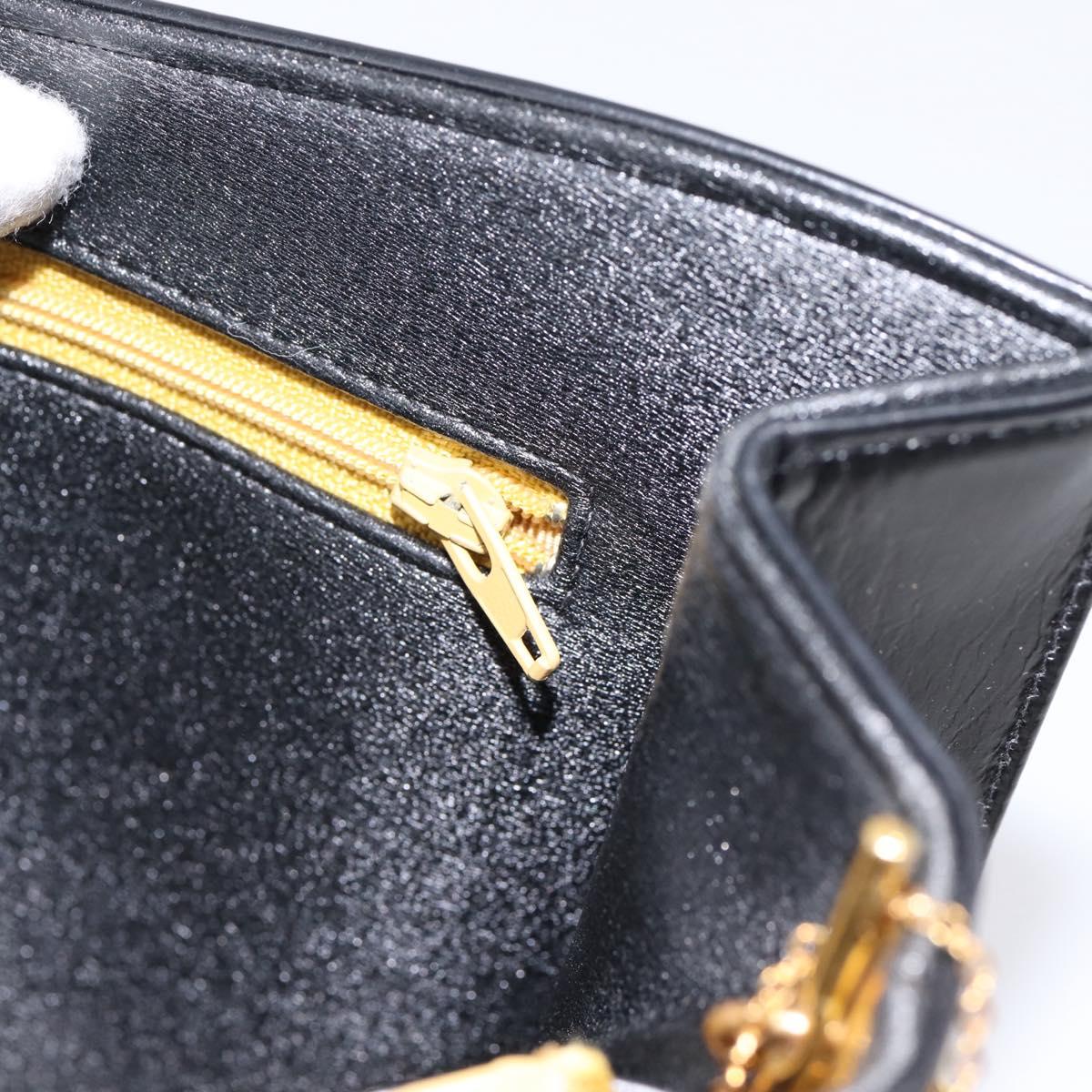 Christian Dior Shoulder Bag Leather Calf Skin Black Gold Tone Auth 196419A