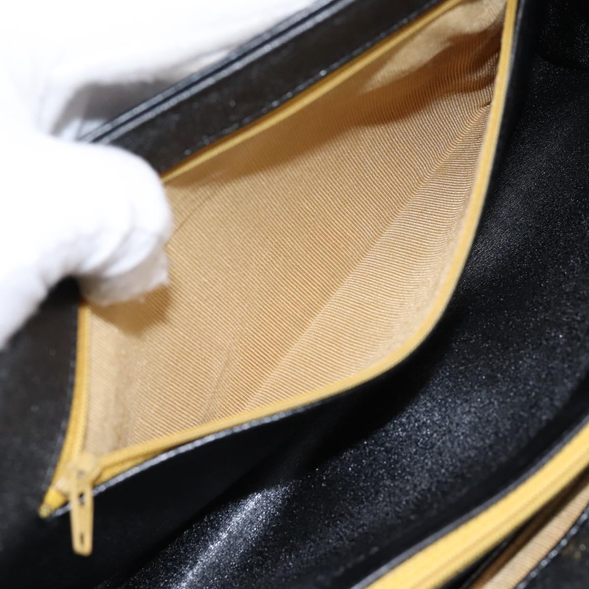 Christian Dior Shoulder Bag Leather Calf Skin Black Gold Tone Auth 196419A