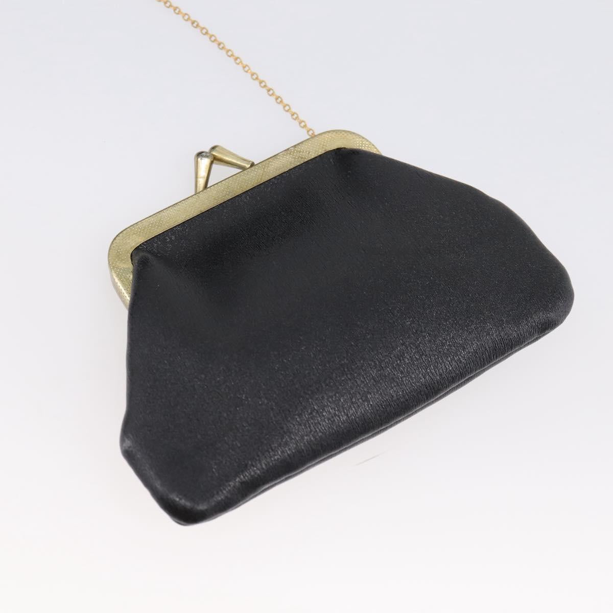Christian Dior Shoulder Bag Leather Calf Skin Black Gold Tone Auth 196419A
