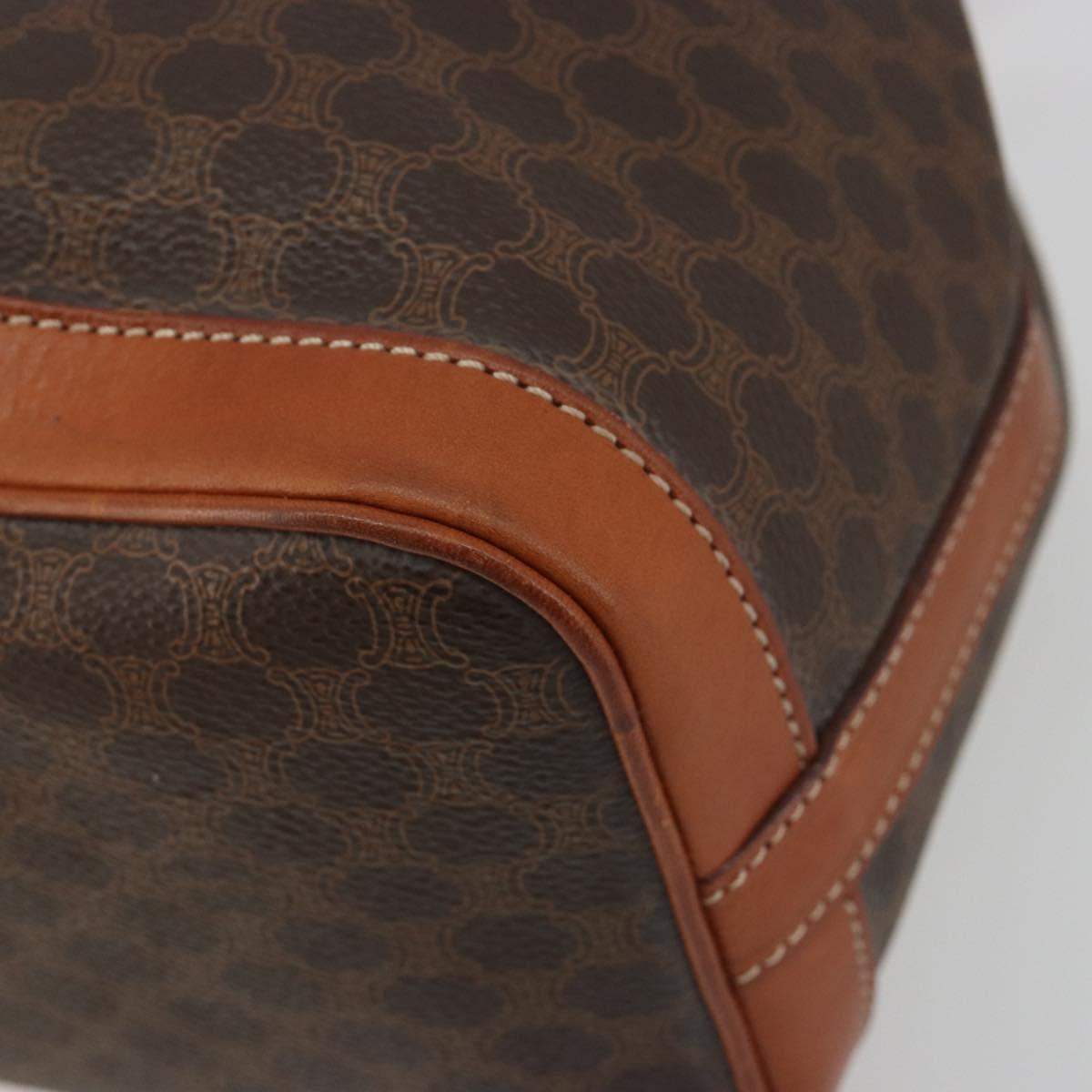 CELINE Macadam Shoulder Bag PVC Leather Brown Gold Tone Auth 196423A