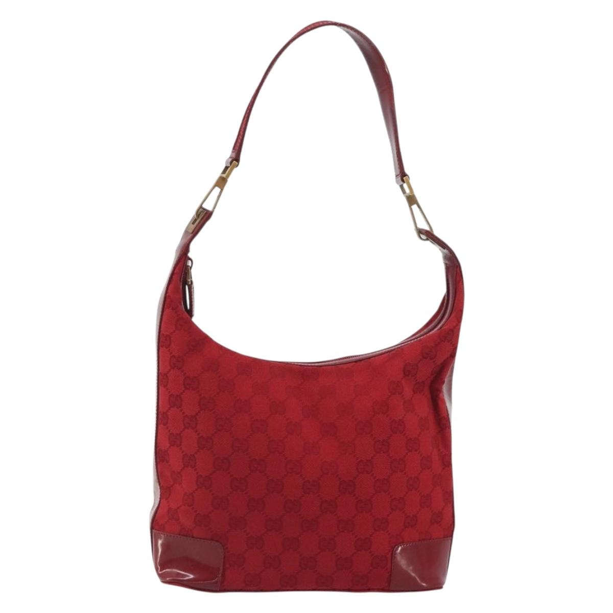 GUCCI GG Canvas Shoulder Bag Red Gold Tone 001 4204 Auth 196424A