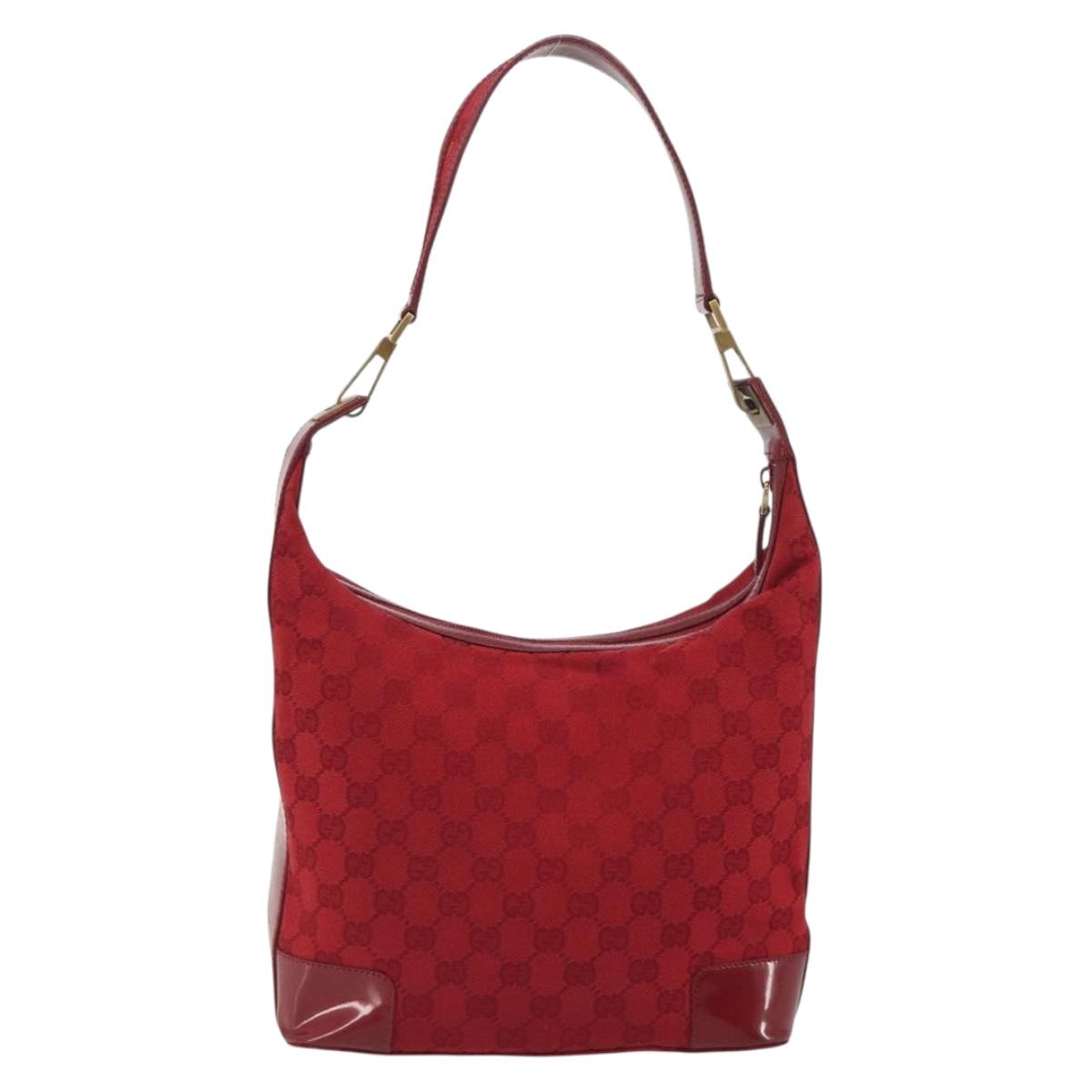 GUCCI GG Canvas Shoulder Bag Red Gold Tone 001 4204 Auth 196424A
