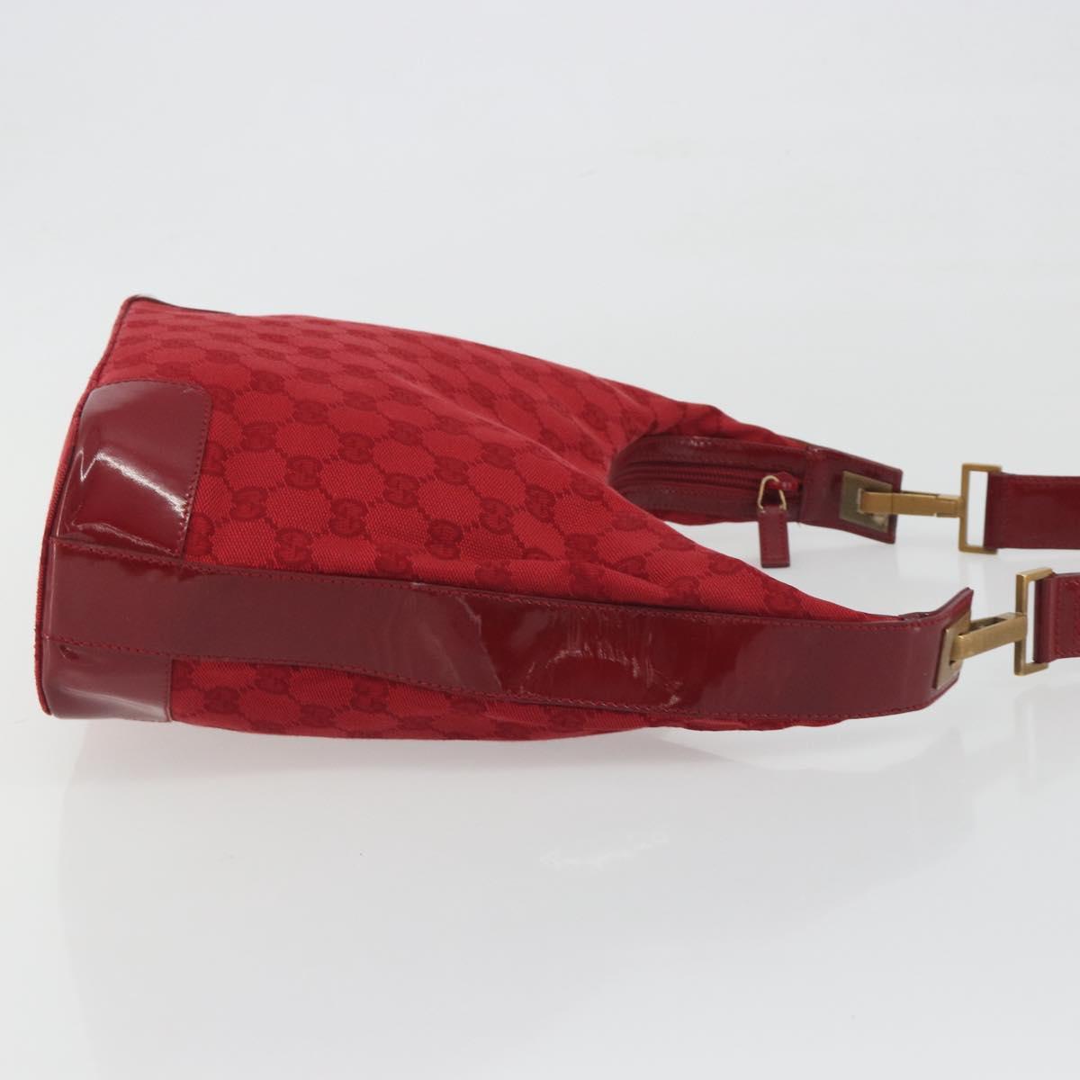 GUCCI GG Canvas Shoulder Bag Red Gold Tone 001 4204 Auth 196424A