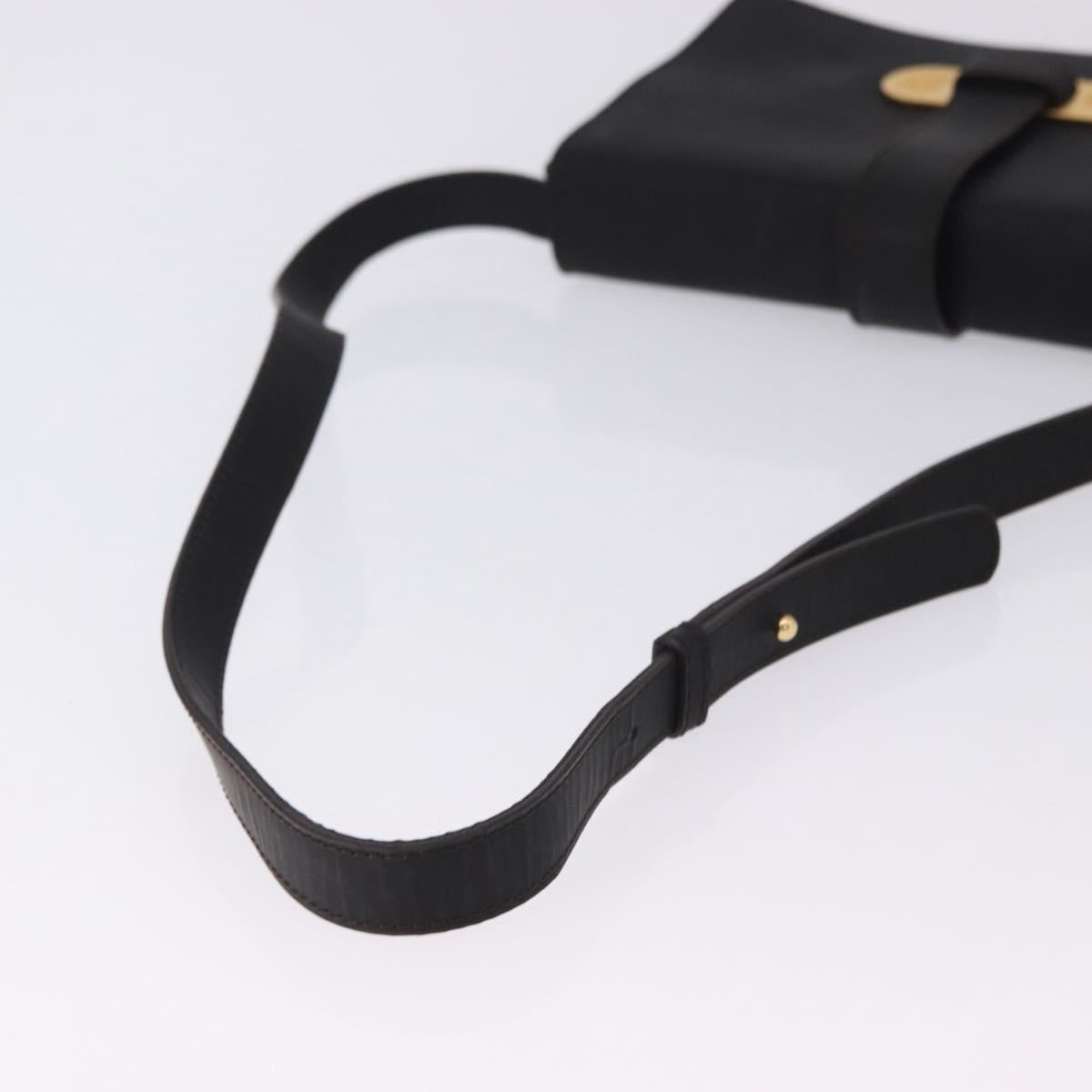 LOEWE Shoulder Bag Suede Dark Brown Gold Tone Auth 196425A