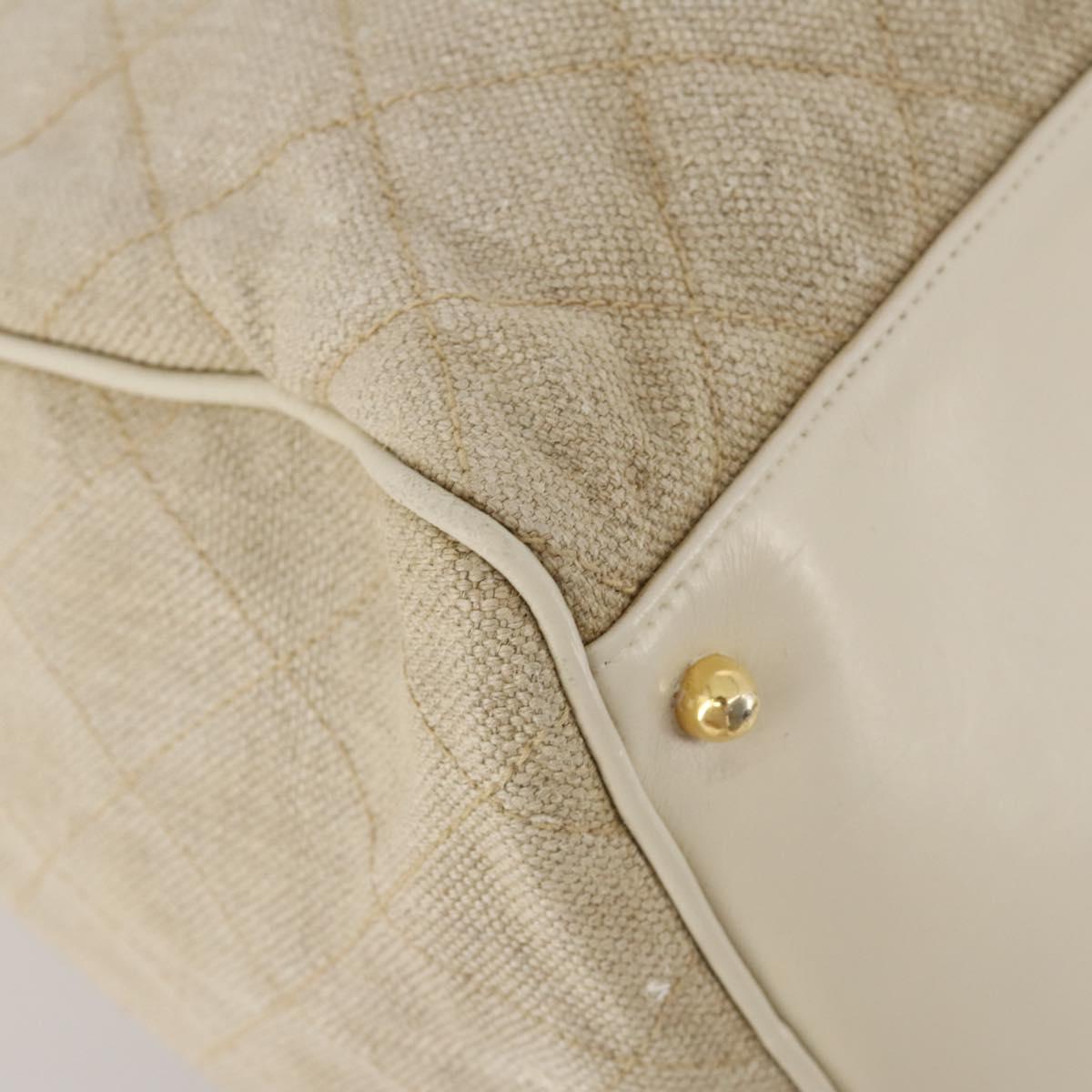 CHANEL Matelasse Boston Bag Canvas 2way Beige Gold Tone CC Auth 196428A