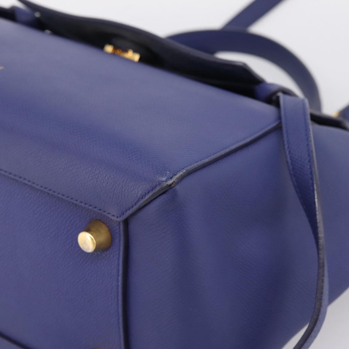 CELINE Belt Bag Hand Bag Leather 2way Blue Gold Tone Auth 196432