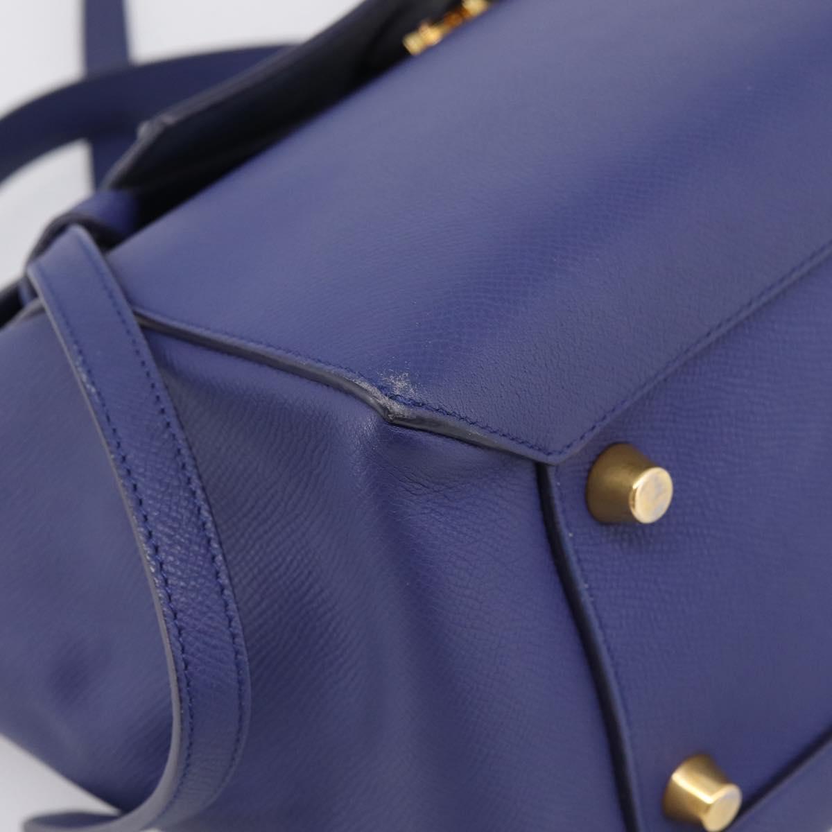 CELINE Belt Bag Hand Bag Leather 2way Blue Gold Tone Auth 196432