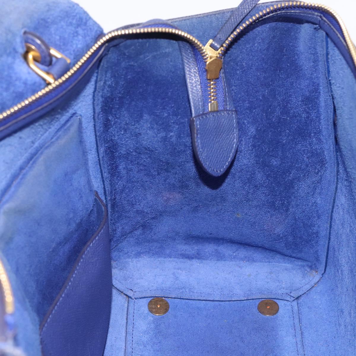 CELINE Belt Bag Hand Bag Leather 2way Blue Gold Tone Auth 196432