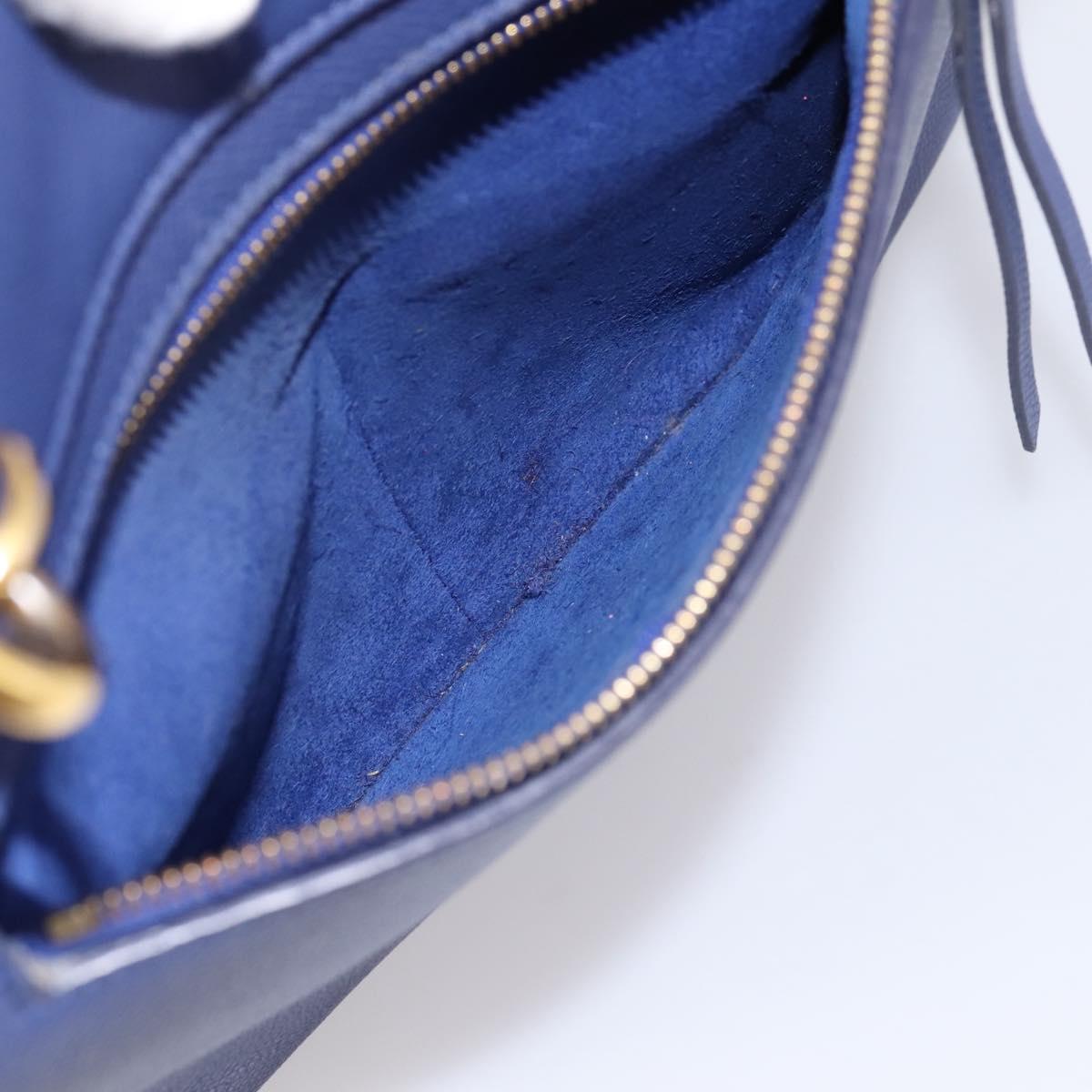CELINE Belt Bag Hand Bag Leather 2way Blue Gold Tone Auth 196432