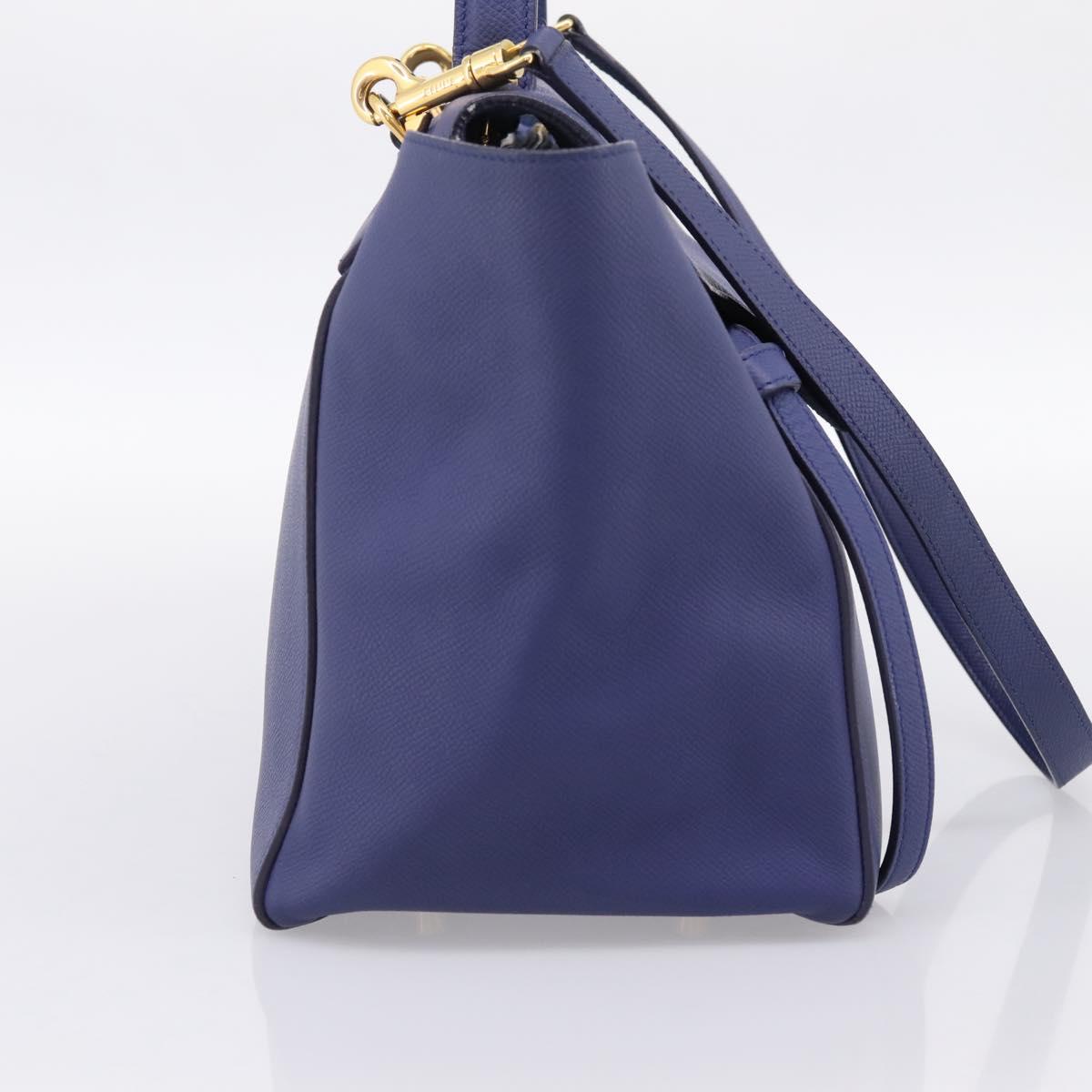 CELINE Belt Bag Hand Bag Leather 2way Blue Gold Tone Auth 196432