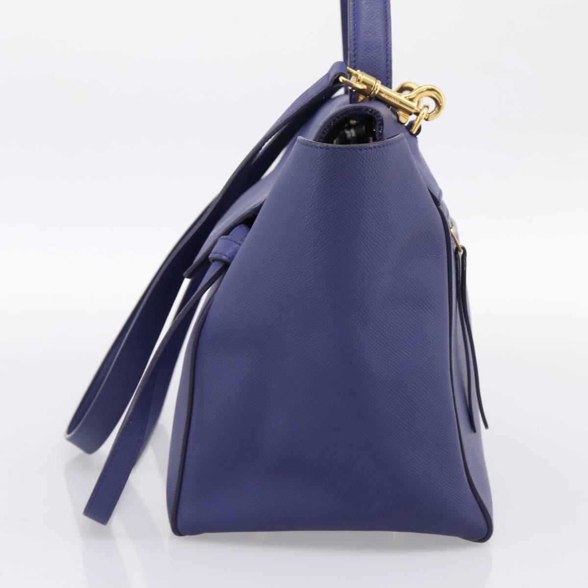 CELINE Belt Bag Hand Bag Leather 2way Blue Gold Tone Auth 196432