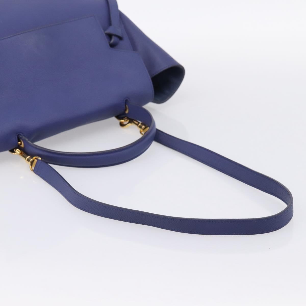 CELINE Belt Bag Hand Bag Leather 2way Blue Gold Tone Auth 196432
