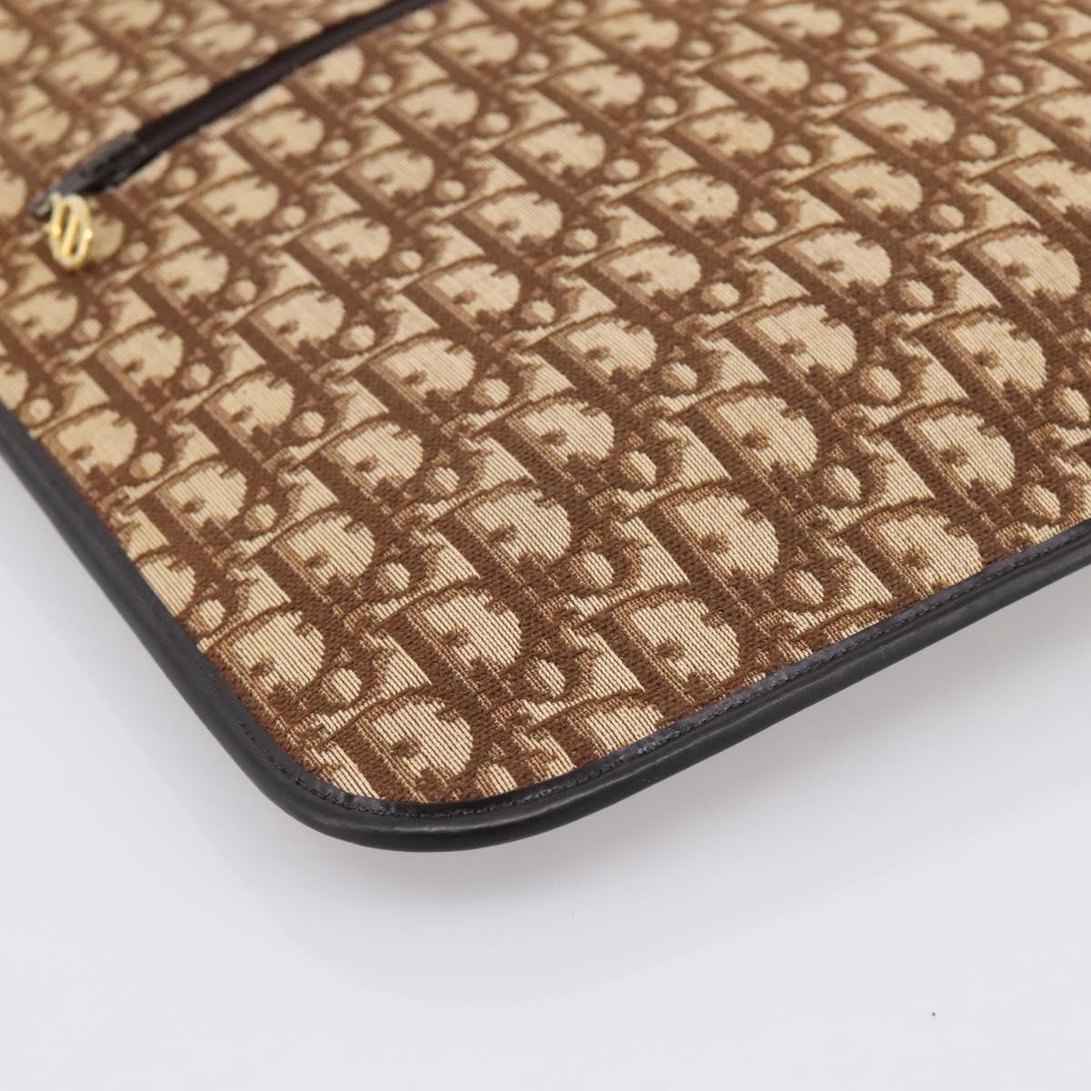 Christian Dior Trotter Canvas Hand Bag Beige Gold Tone Auth 196433A