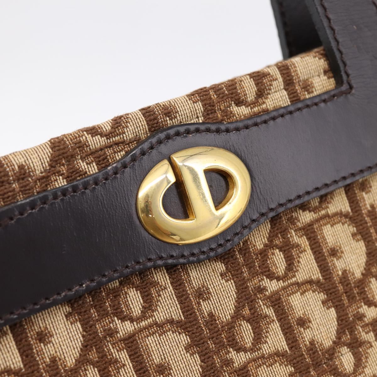 Christian Dior Trotter Canvas Hand Bag Beige Gold Tone Auth 196433A