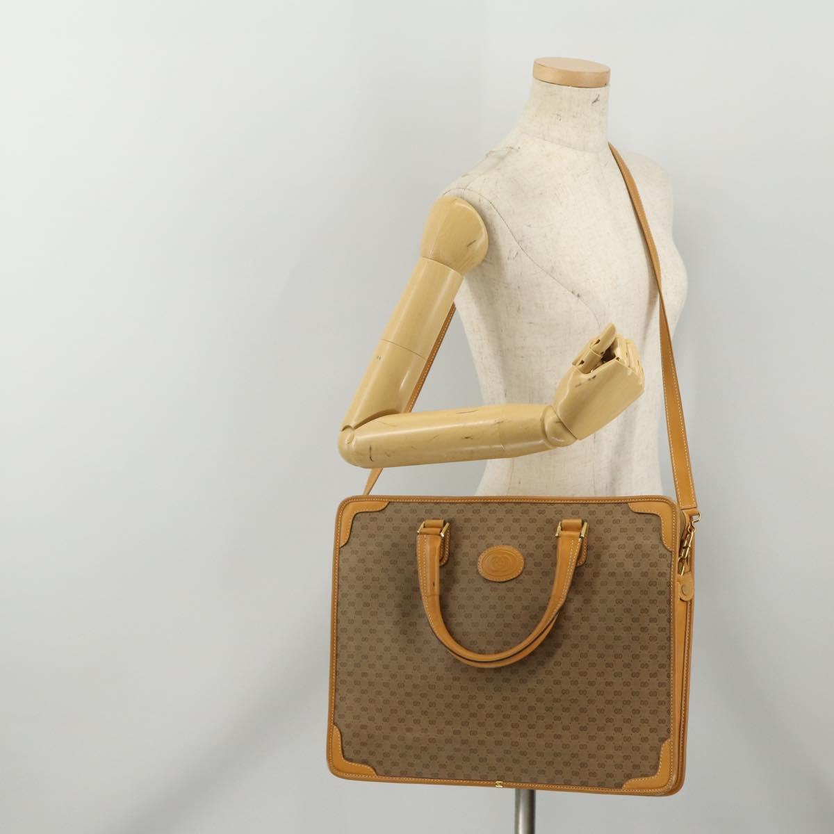 GUCCI Micro GG Hand Bag PVC Leather 2way Beige Gold Tone 015 1080025 Auth 196435