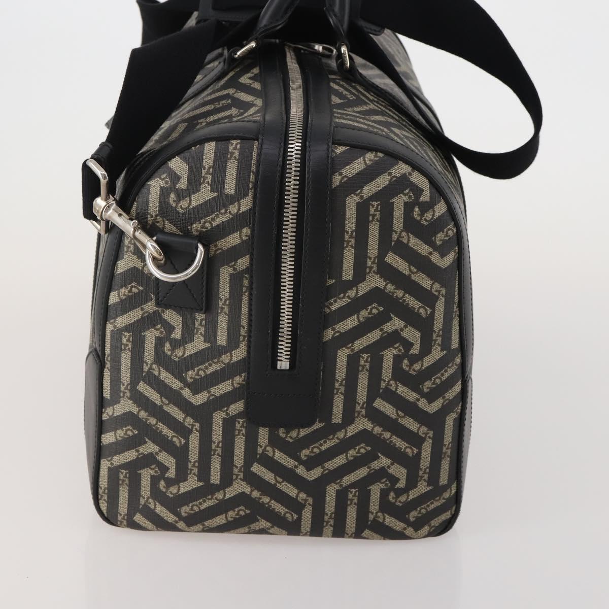 GUCCI GG Supreme GG Caleido Boston Bag PVC 2way Beige Black 406380 Auth 196436SAM