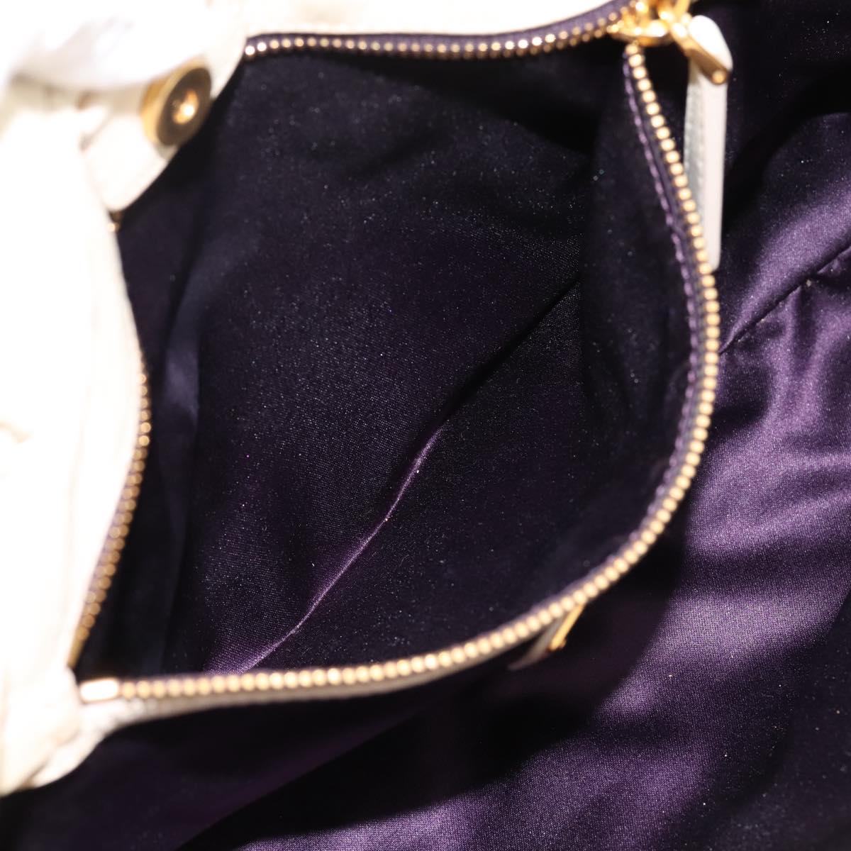 Miu Miu Vitellolux Hand Bag Leather 2way Ivory Gold Tone Auth 196439A
