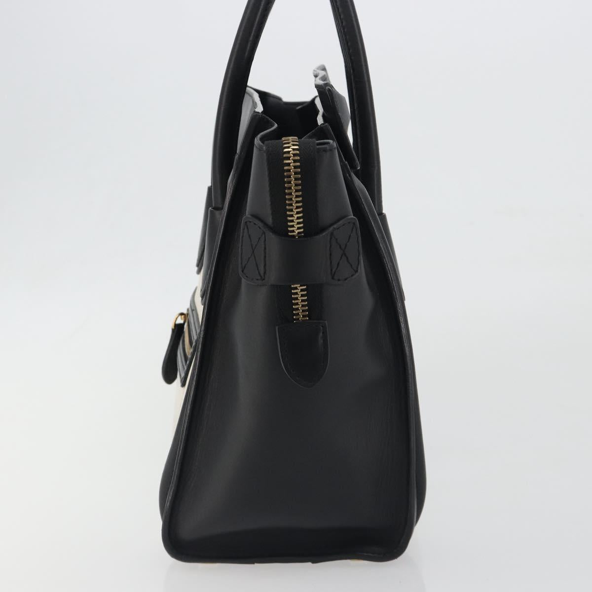 CELINE Luggage Micro Shopper Hand Bag Leather White Gold Tone Auth 196440A