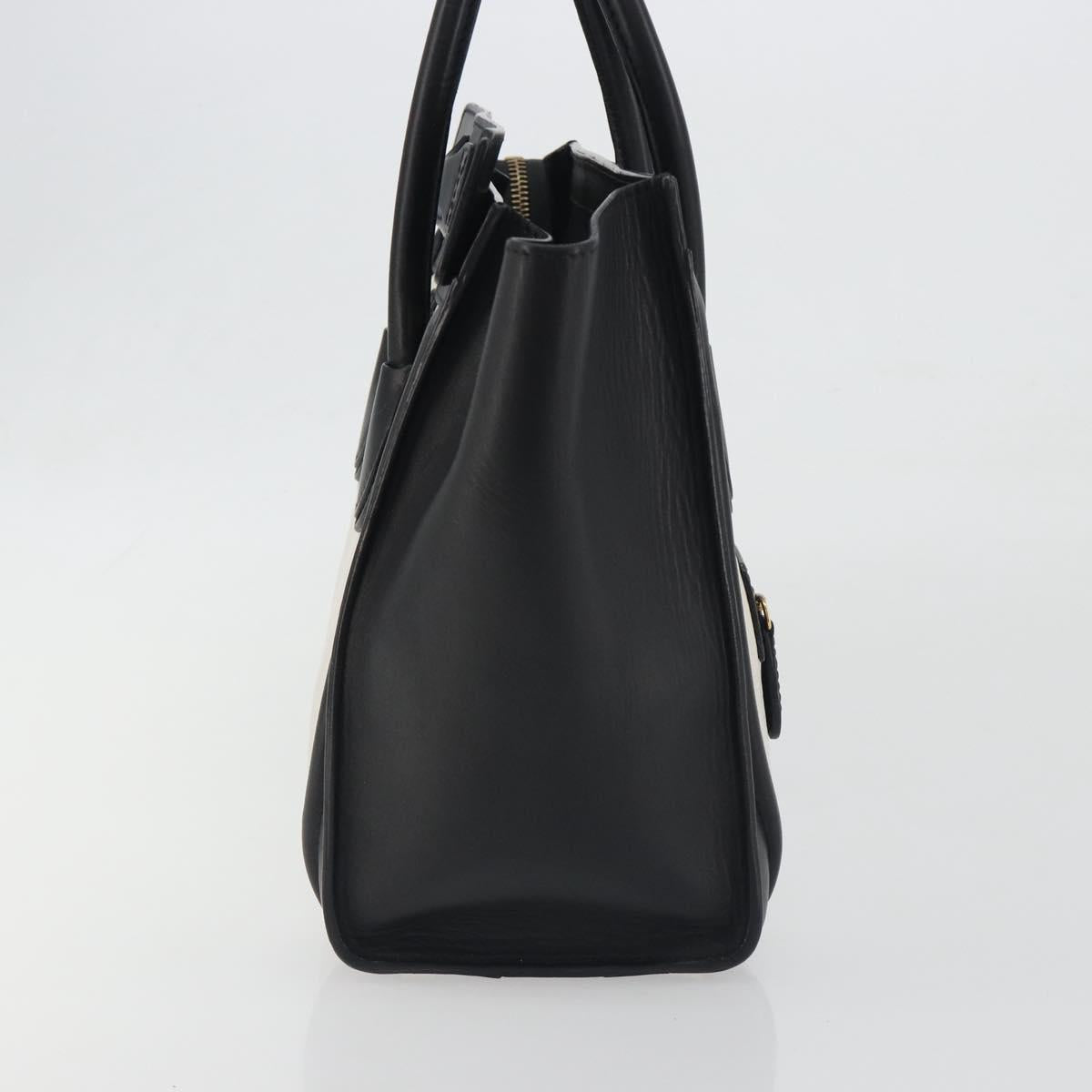 CELINE Luggage Micro Shopper Hand Bag Leather White Gold Tone Auth 196440A