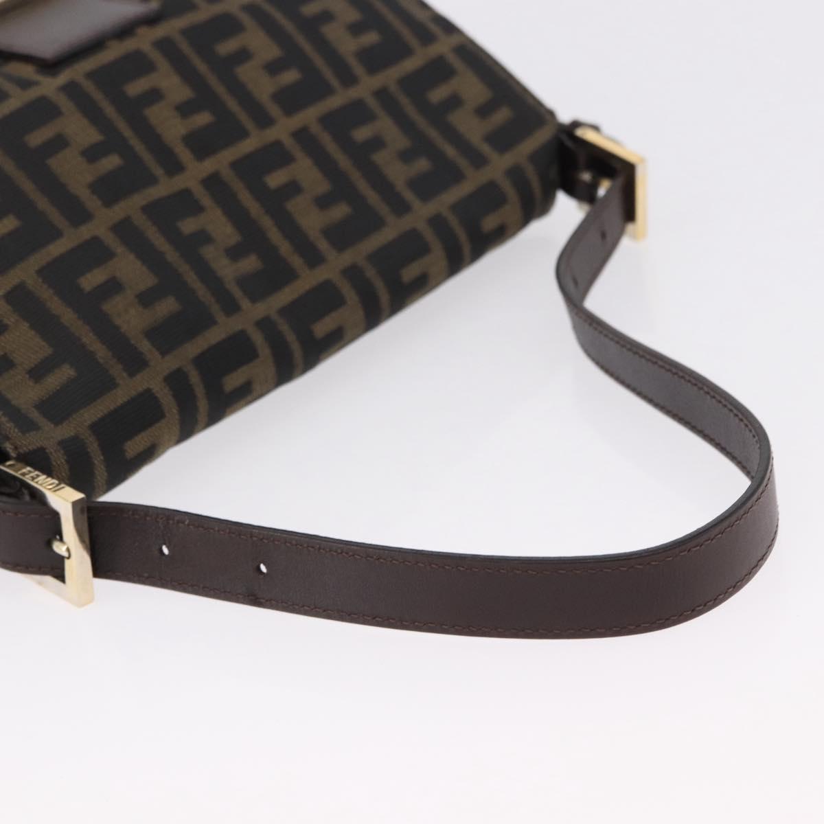 FENDI Zucca Canvas Mamma Baguette Shoulder Bag Brown Black Auth 196441V