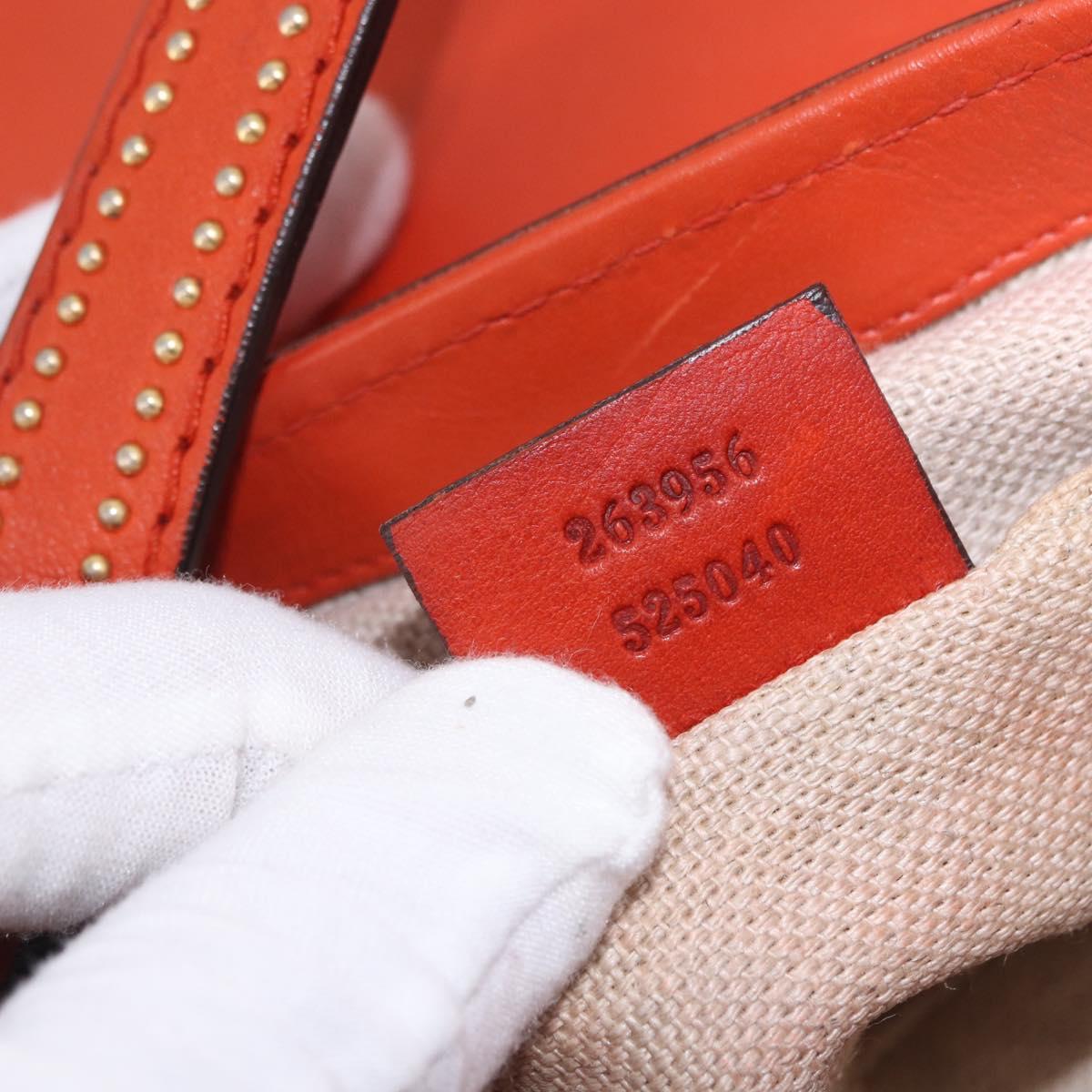 GUCCI Bamboo Snuffle Bit Tassel Shoulder Bag Leather Orange 263956 Auth 196442A