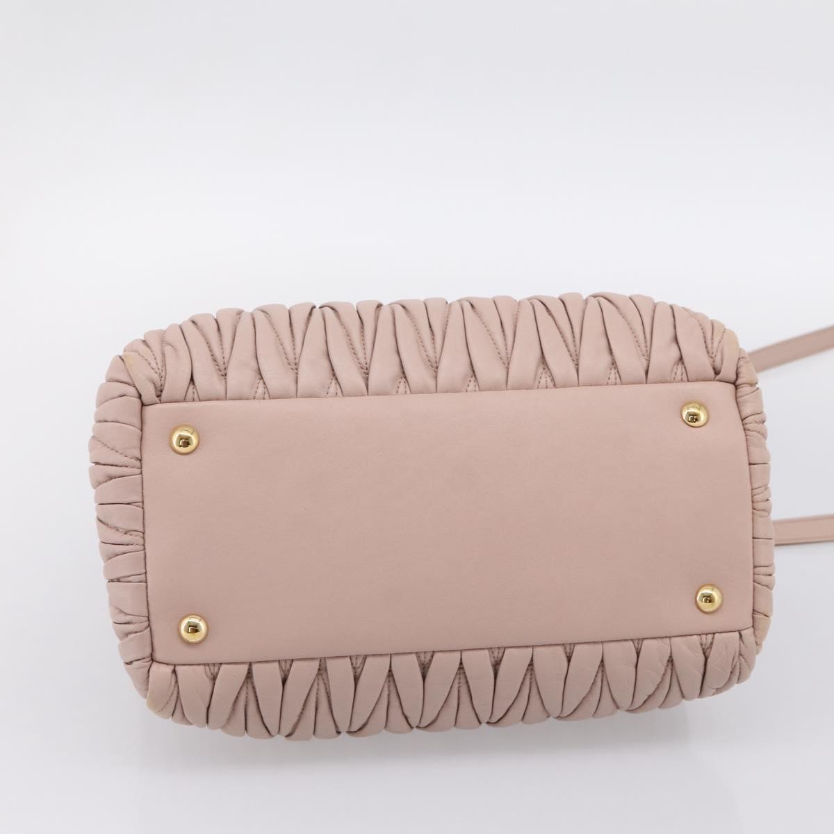 Miu Miu Matelasse Tote Bag Leather 2way Pink Gold Tone Auth 196443M