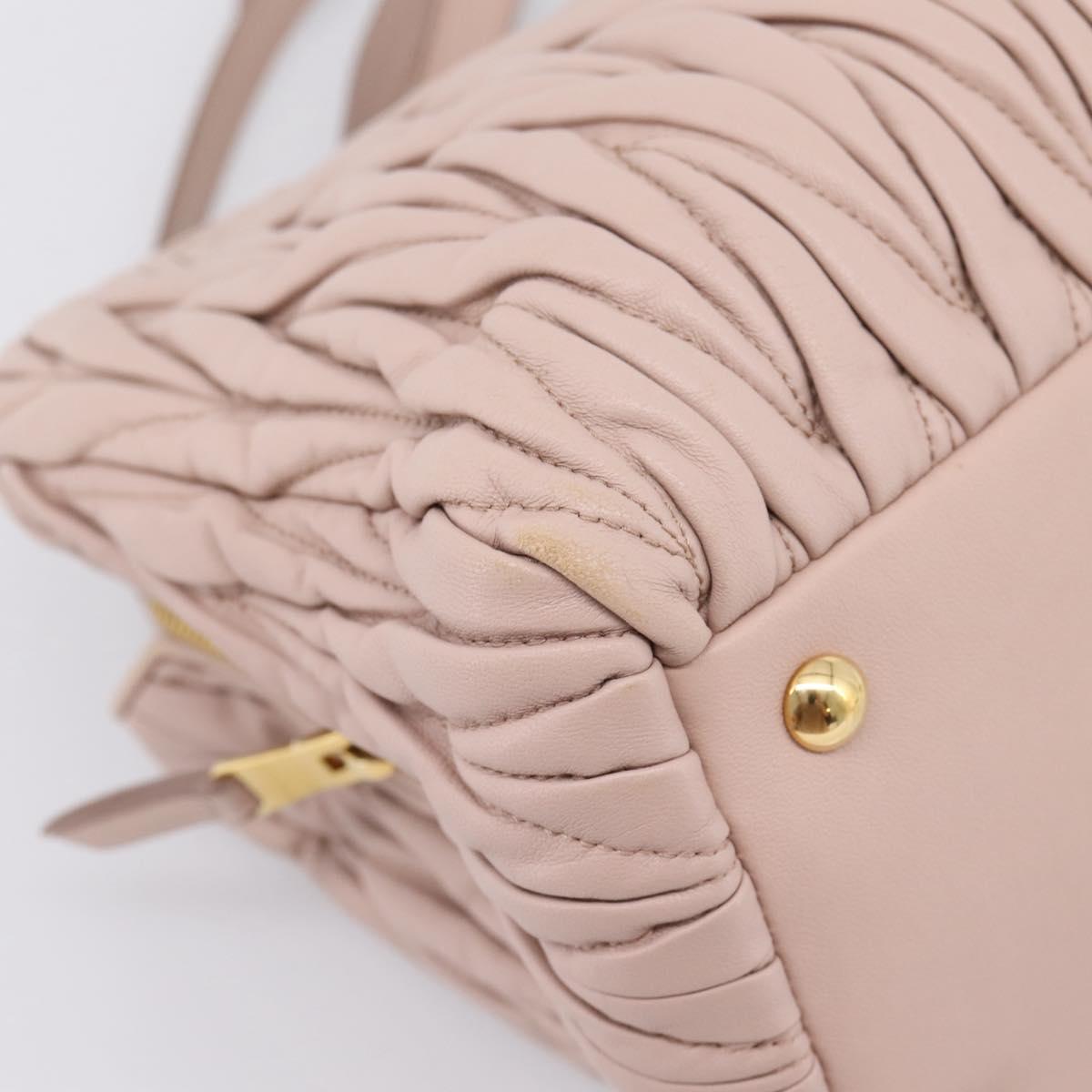 Miu Miu Matelasse Tote Bag Leather 2way Pink Gold Tone Auth 196443M