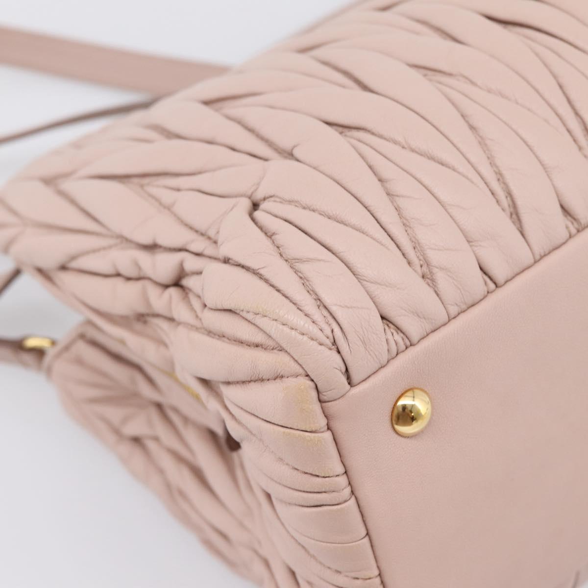 Miu Miu Matelasse Tote Bag Leather 2way Pink Gold Tone Auth 196443M
